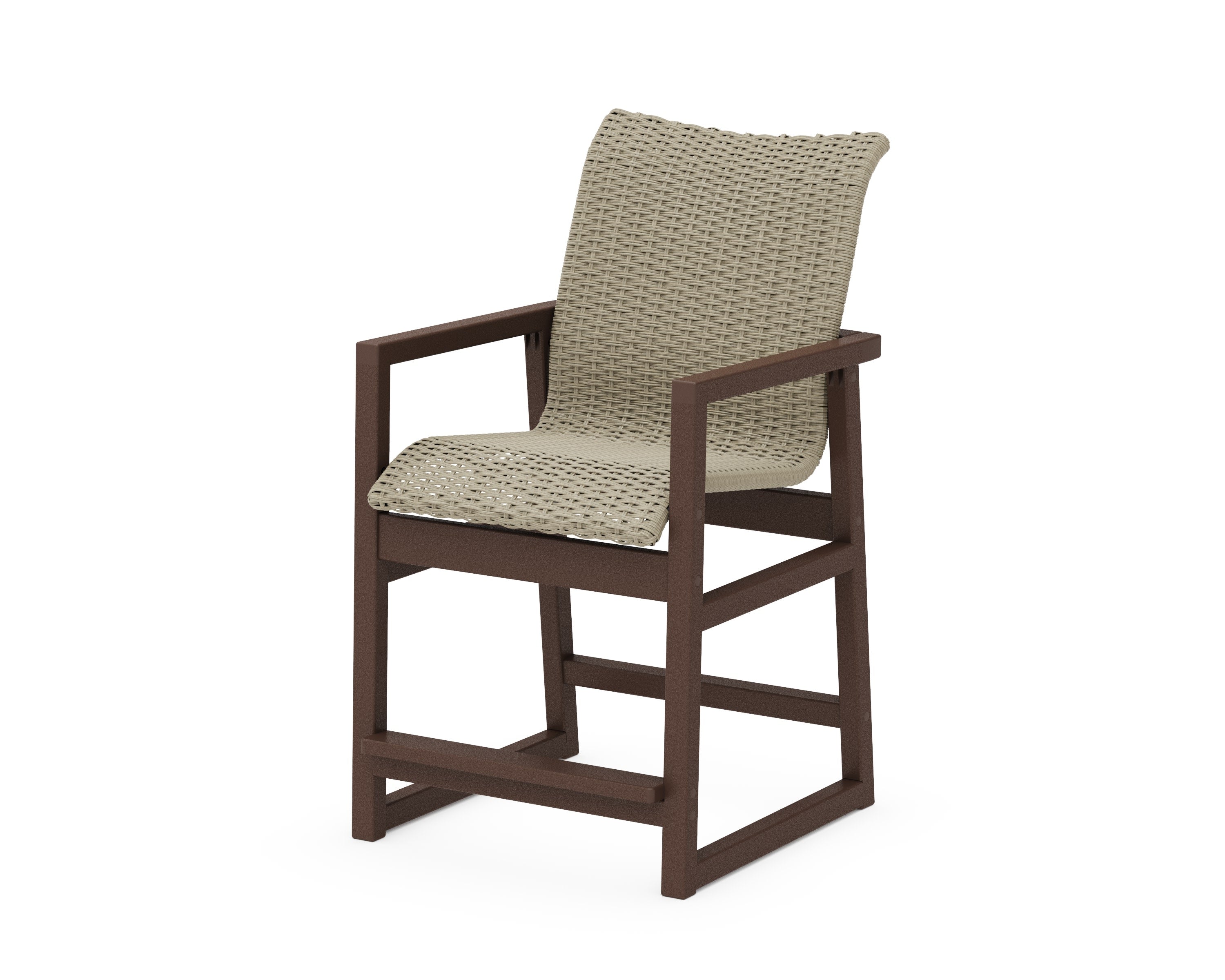 EDGE Woven Counter Arm Chair in Mahogany / Dune Grass