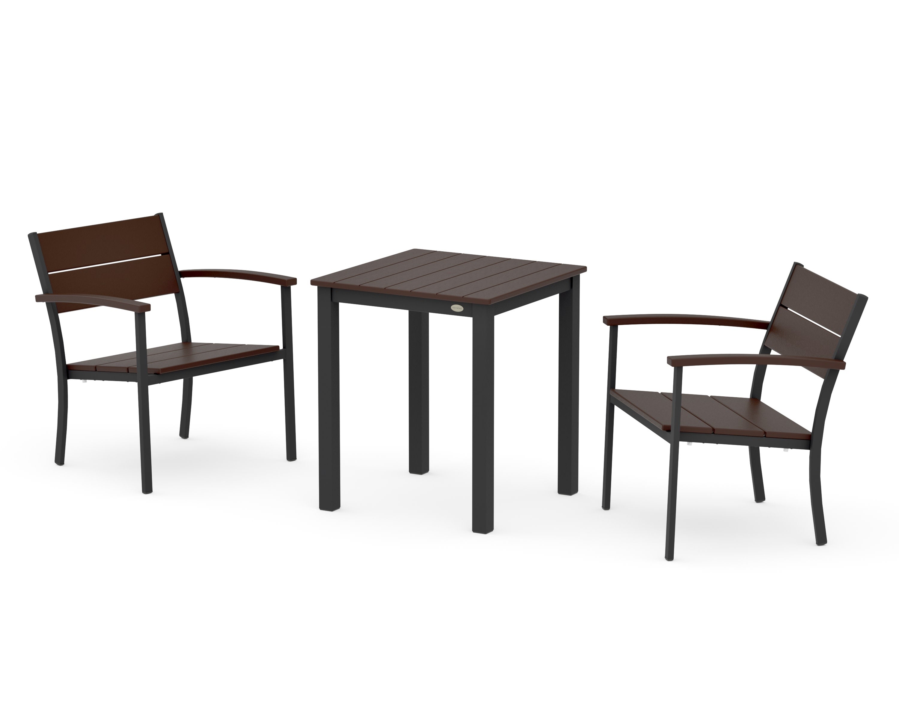 Main Street 3-Piece Square Dining Set in Black / Mahogany