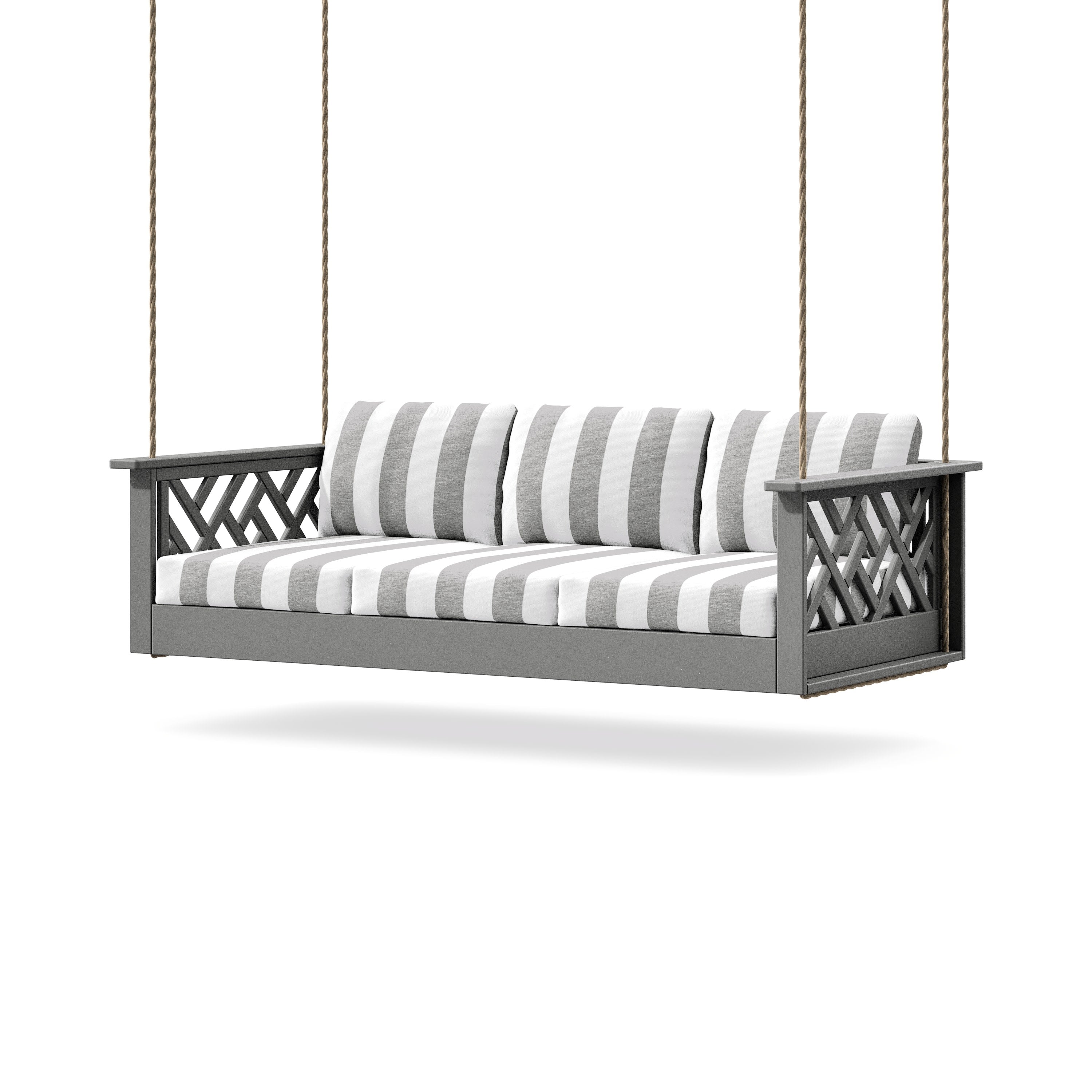 Chippendale Daybed Swing in Slate Grey / Cabana Stripe Grey Mist