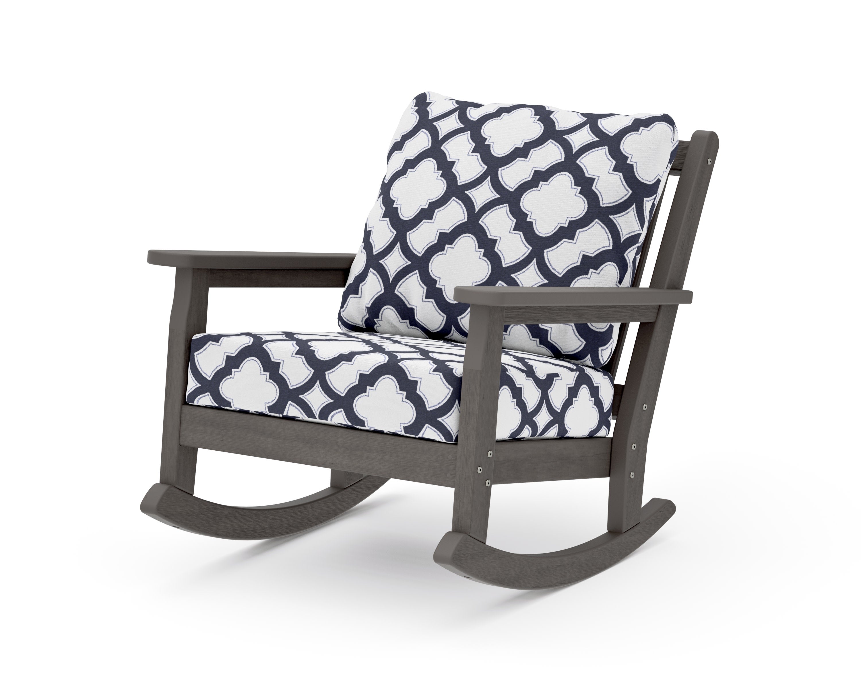 Chippendale Deep Seating Rocking Chair in Driftwood / Trellis Navy