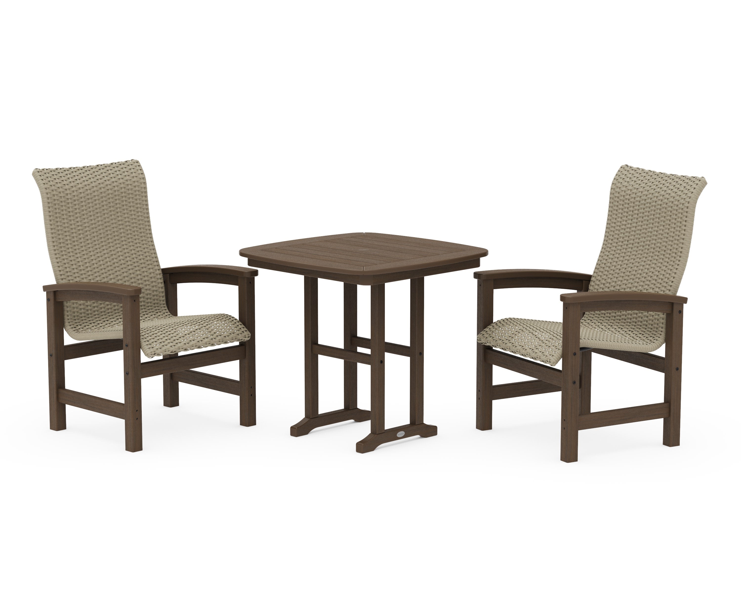 Coastal Woven High-Back 3-Piece Dining Set in Kona / Dune Grass