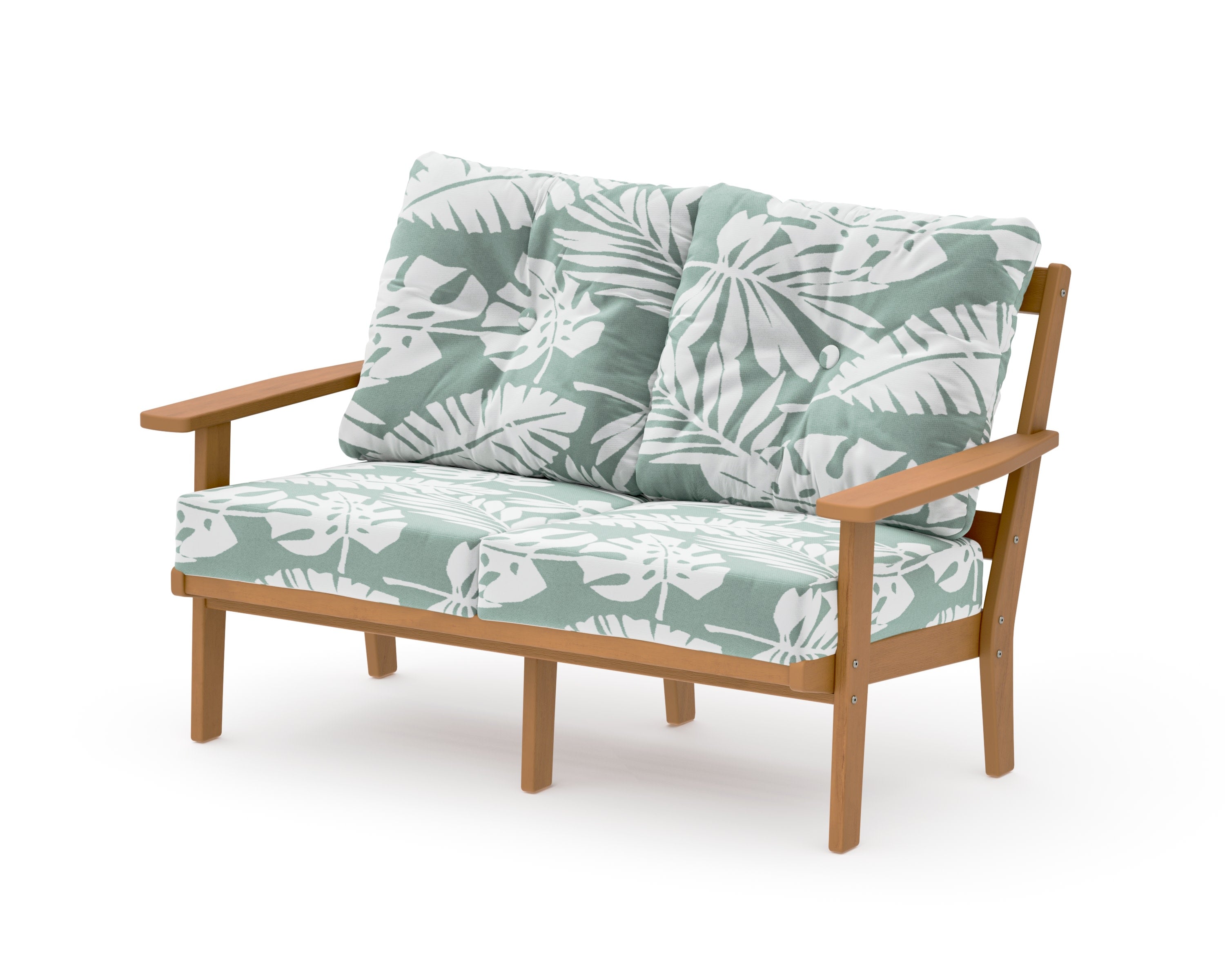 Oxford Deep SeatingLoveseat in Natural / Leaf Glacier Spa