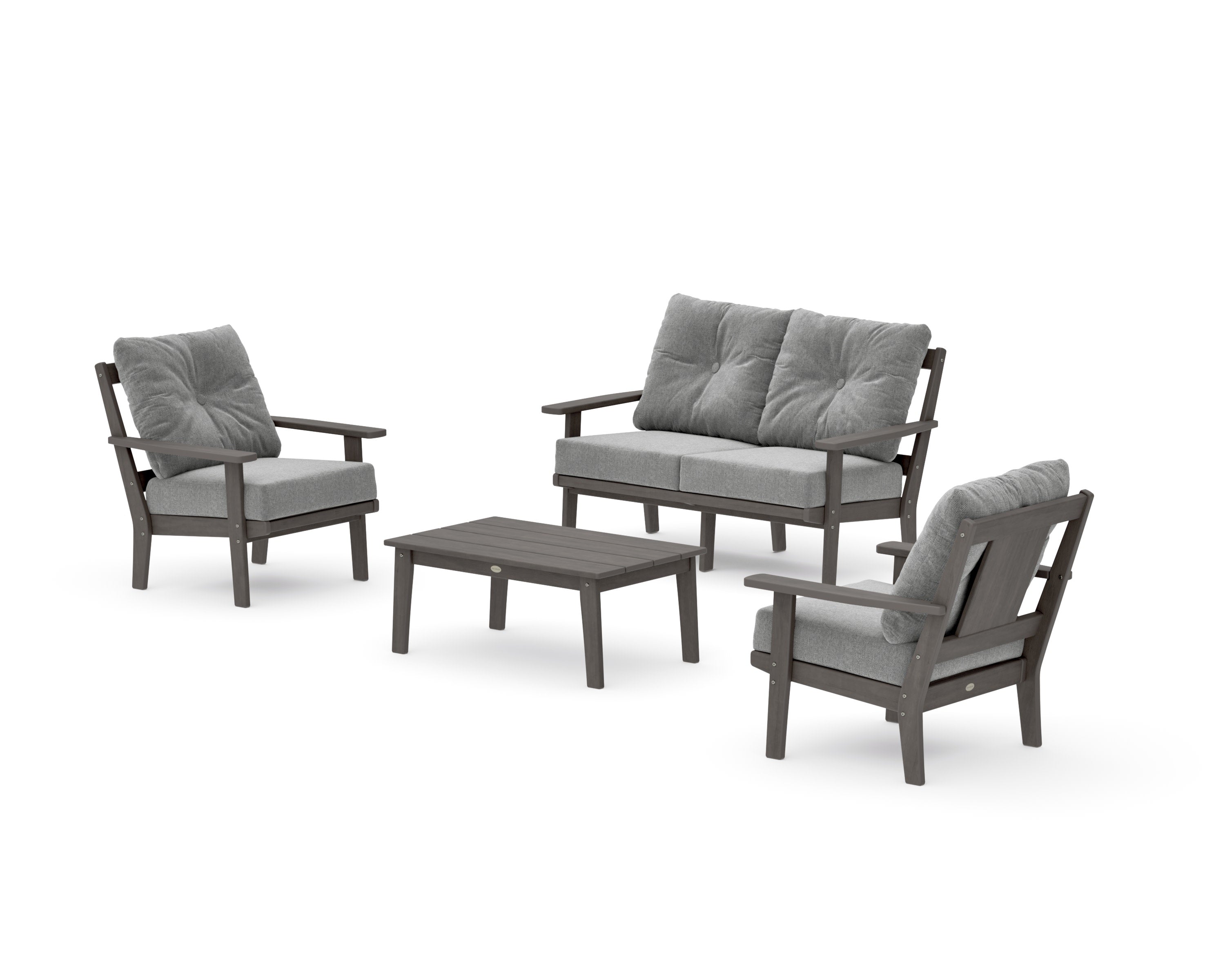 Prairie 4-Piece Deep Seating Set with Loveseat in Driftwood / Grey Mist