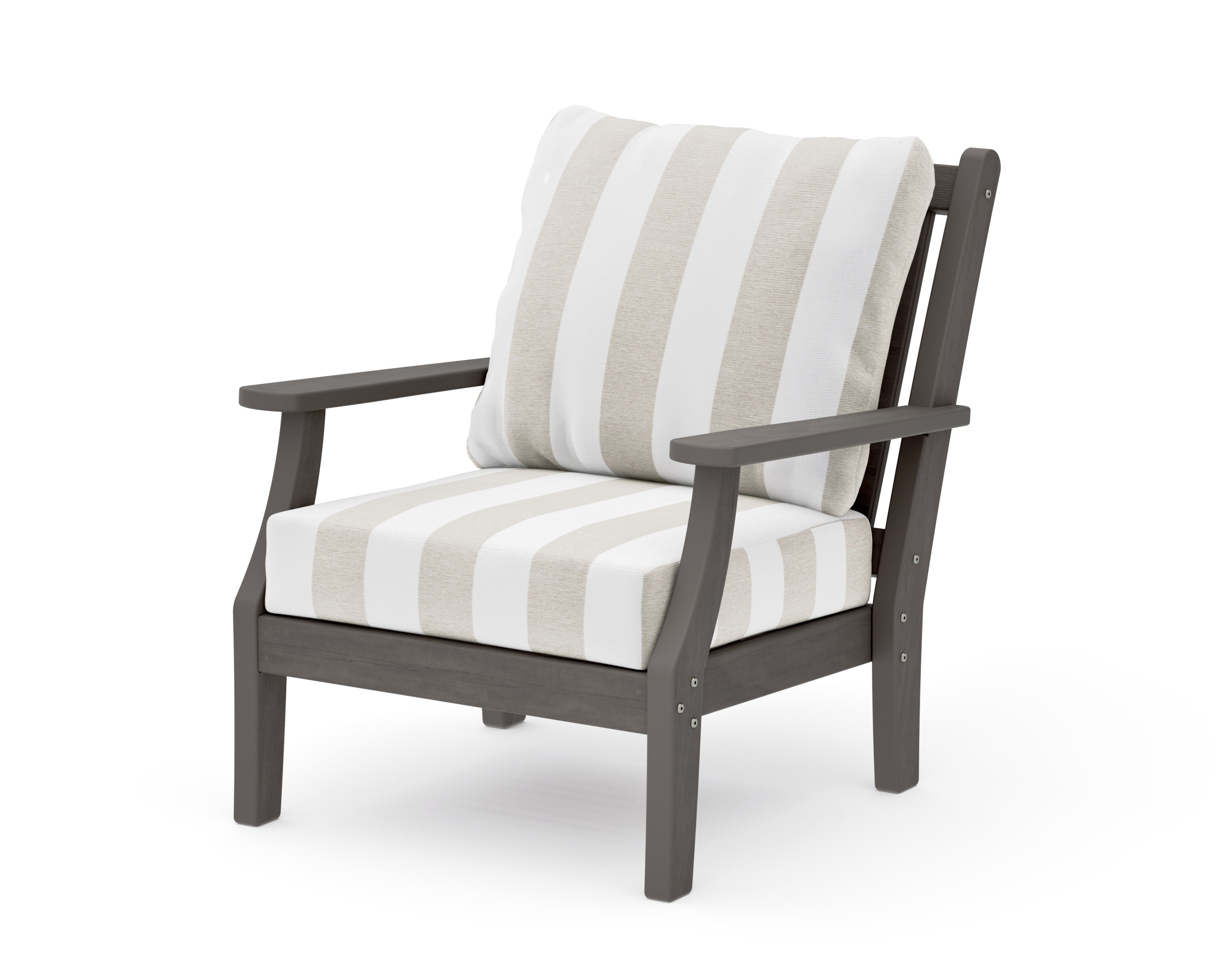 Wovendale Deep Seating Chair in Driftwood / Cabana Stripe Dune Burlap