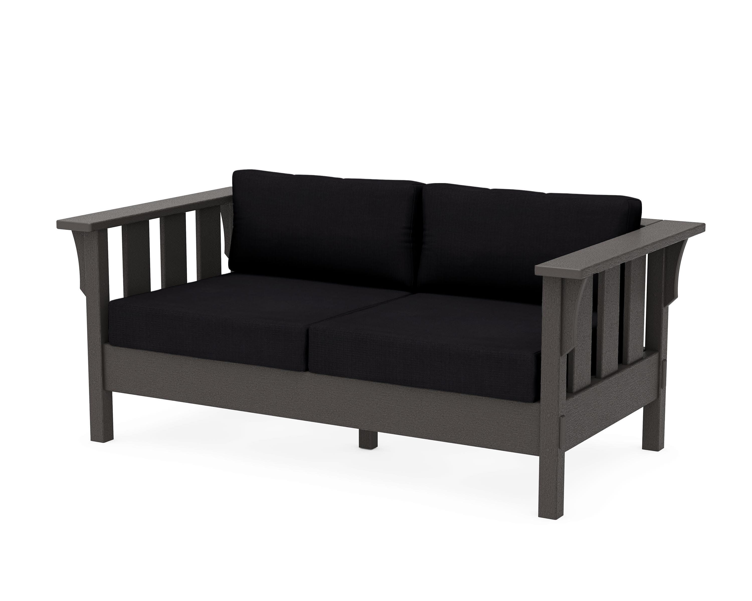 Acadia Deep Seating Loveseat in Vintage Coffee / Midnight Linen