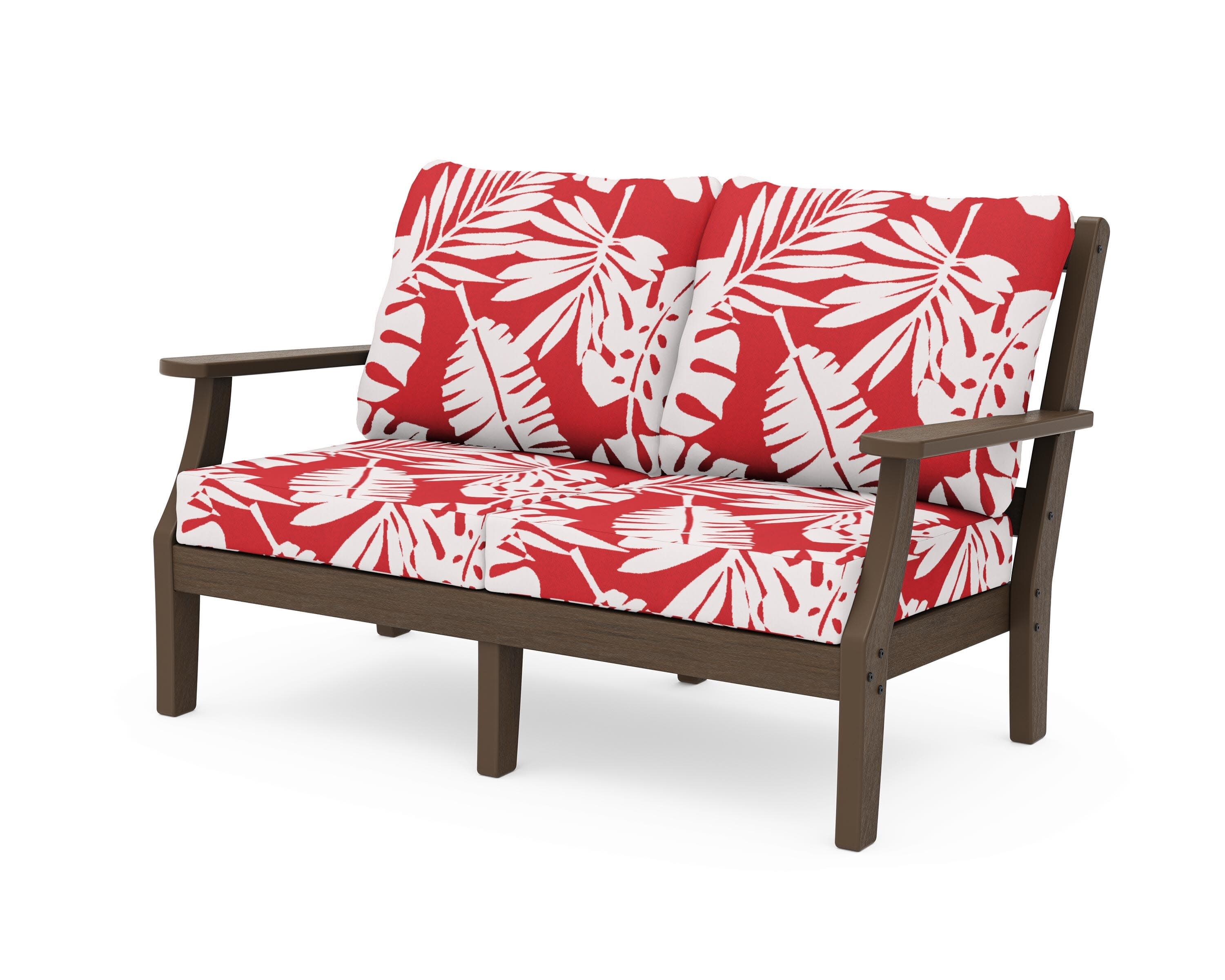 Chinoiserie Deep Seating Loveseat in Kona / Leaf Crimson