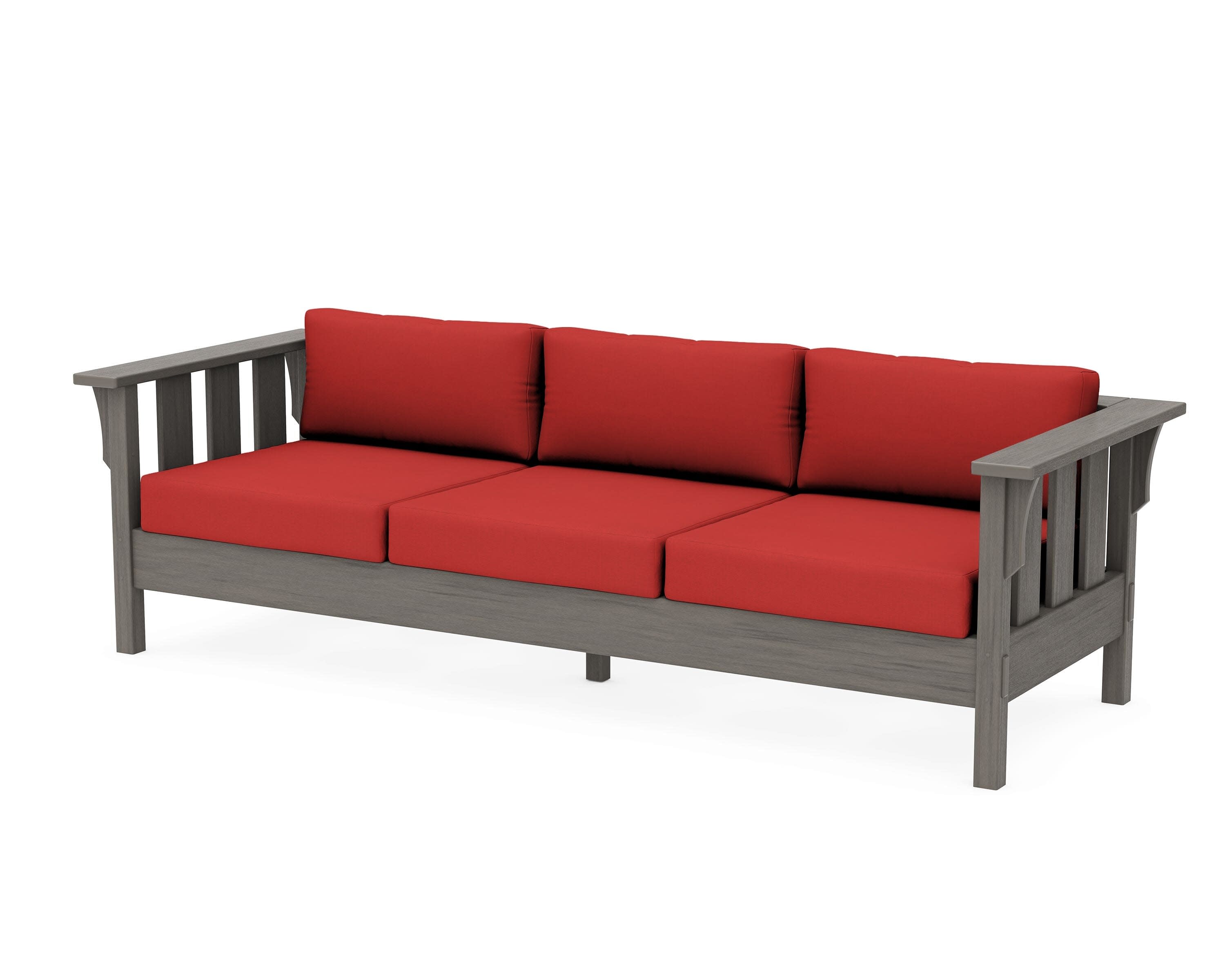Acadia Deep Seating Sofa in Driftwood / Crimson Linen