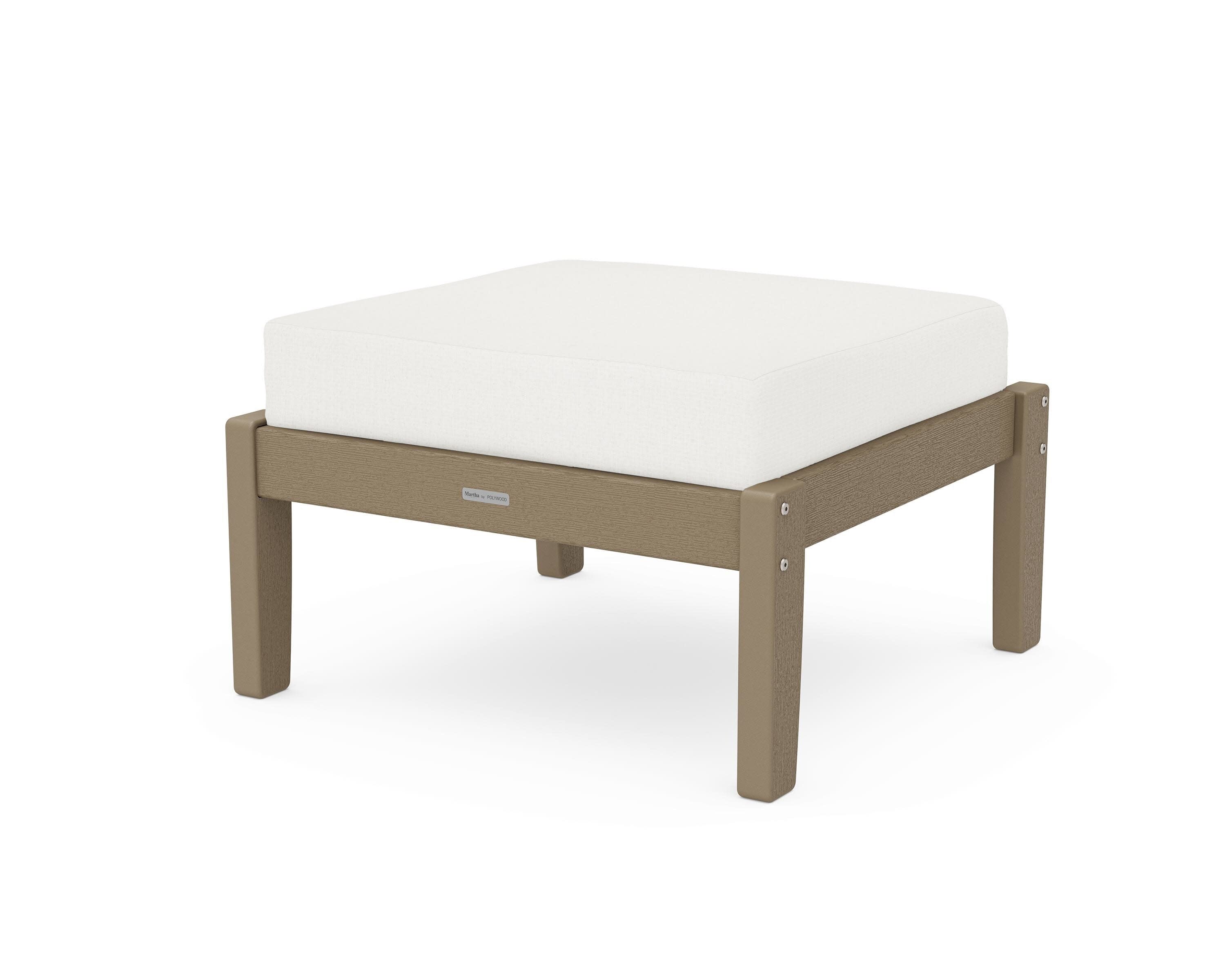Chinoiserie Deep Seating Ottoman in Vintage Sahara / Natural Linen