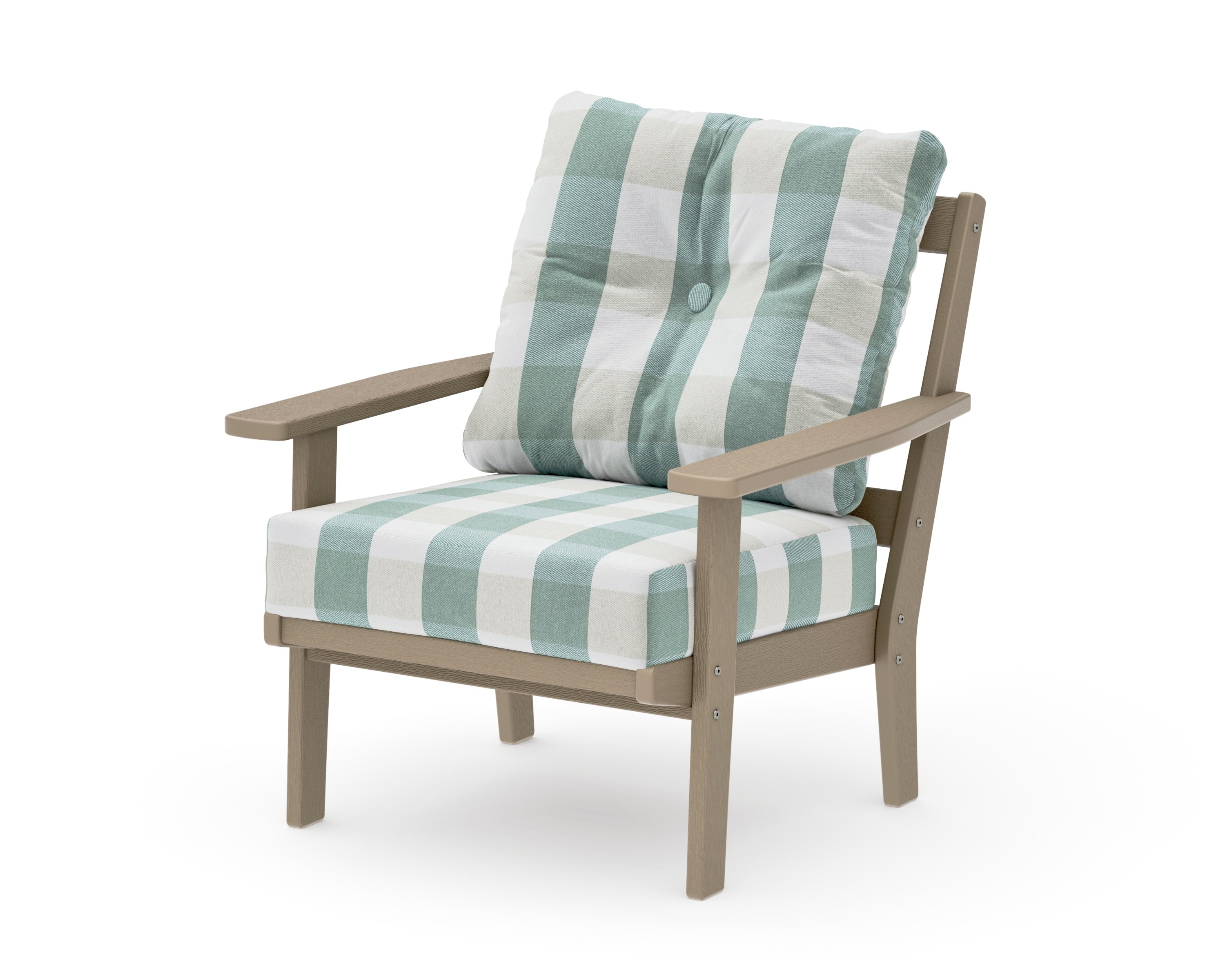 Oxford Deep Seating Chair in Vintage Sahara / Buffalo Plaid Glacier Spa