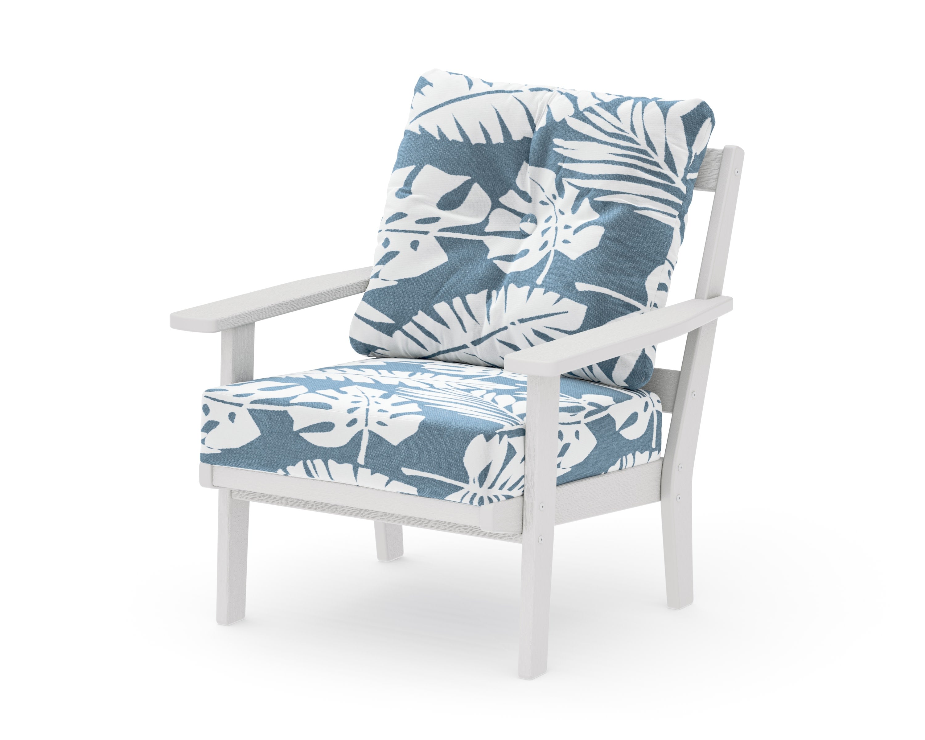 Oxford Deep Seating Chair in Vintage White / Leaf Sky Blue