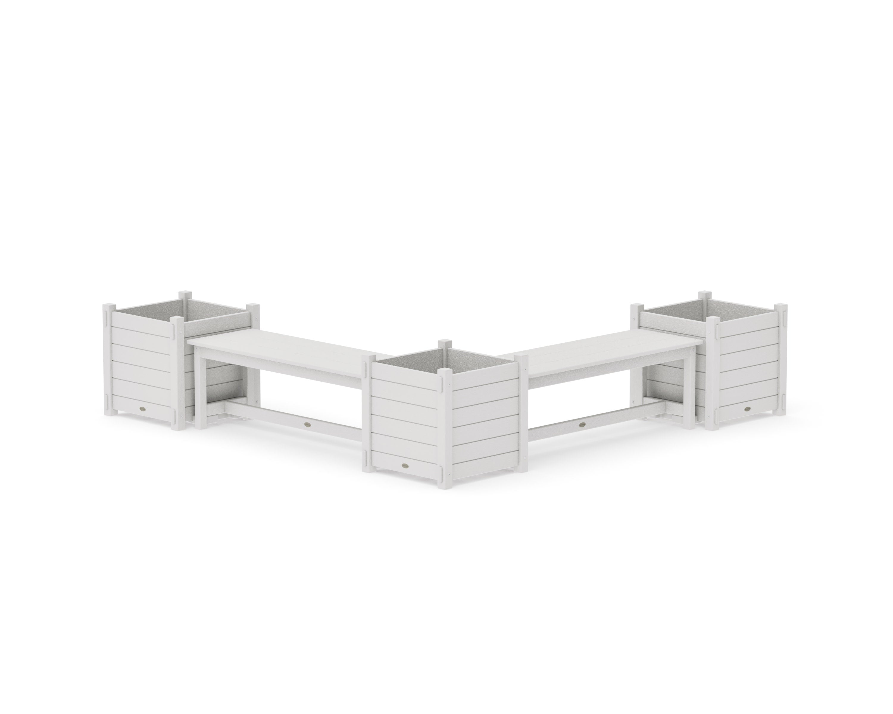48" Nautical L- Shaped Planter Bench Corner Set - Large in Vintage White