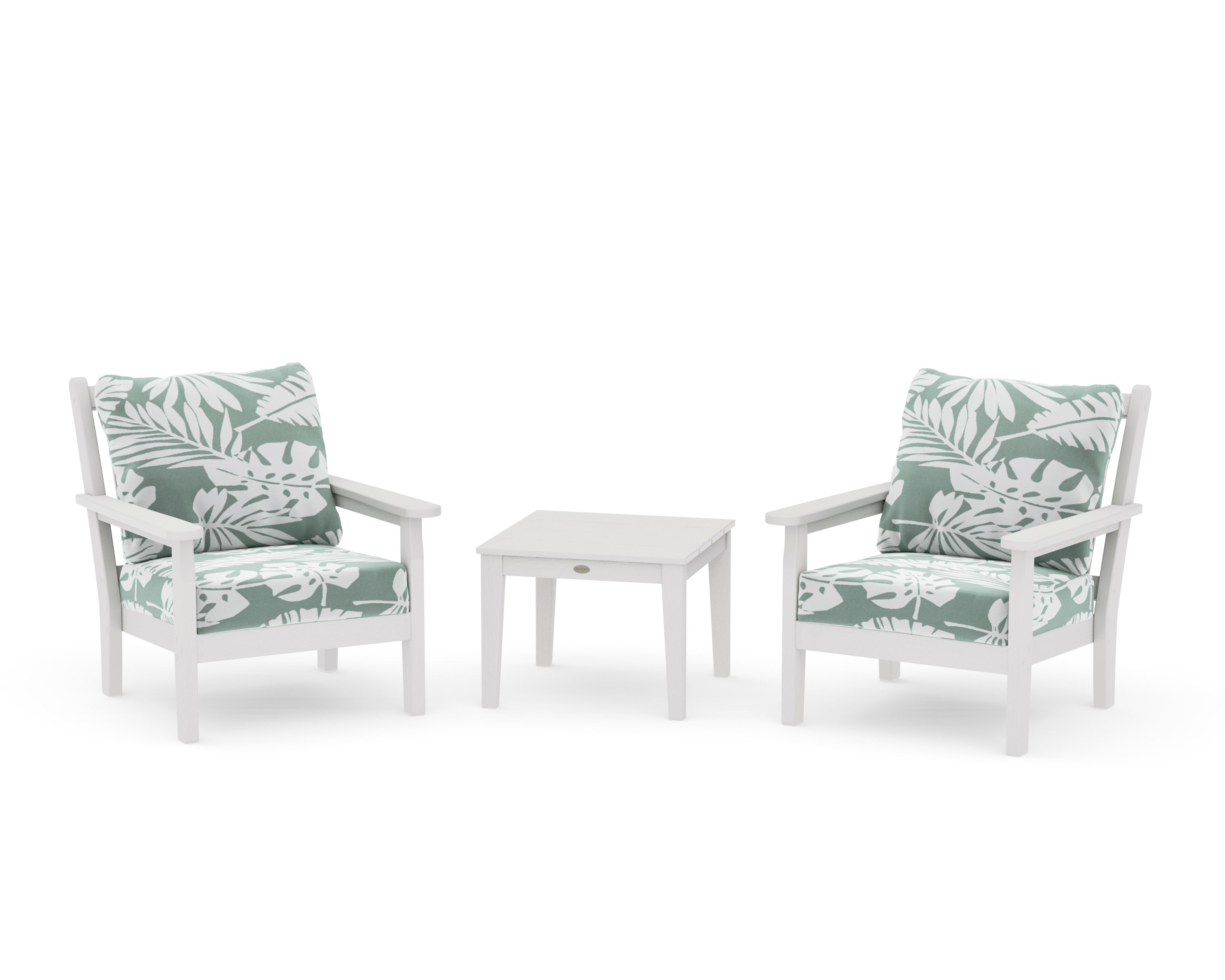Chippendale 3-Piece Deep Seating Set in Vintage White / Leaf Glacier Spa