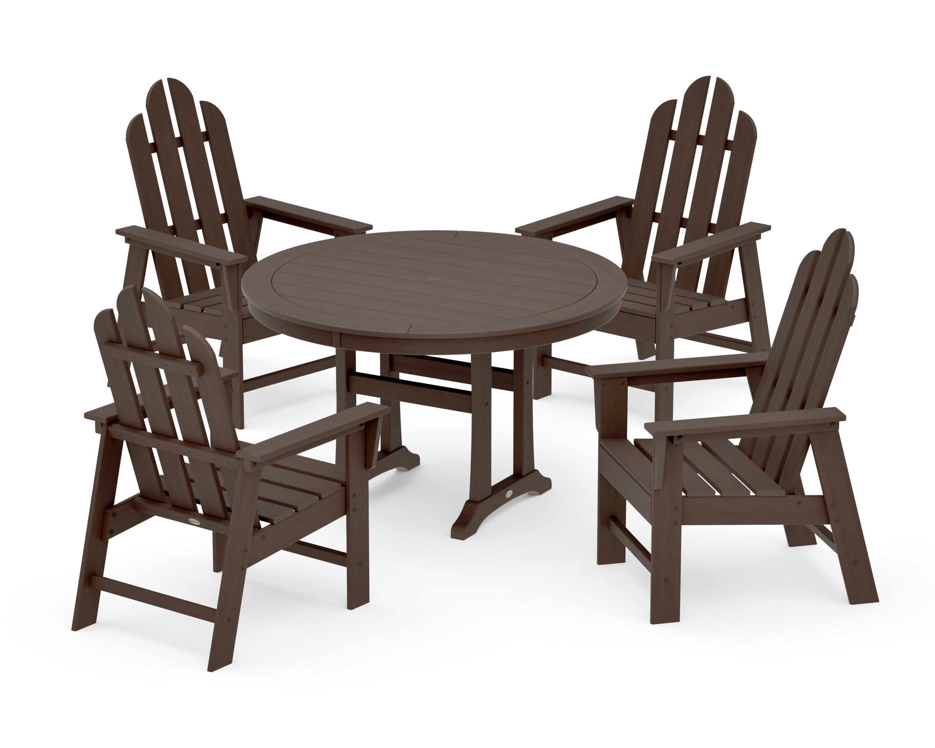 Long Island 5-Piece Round Dining Set with Trestle Legs in Kona