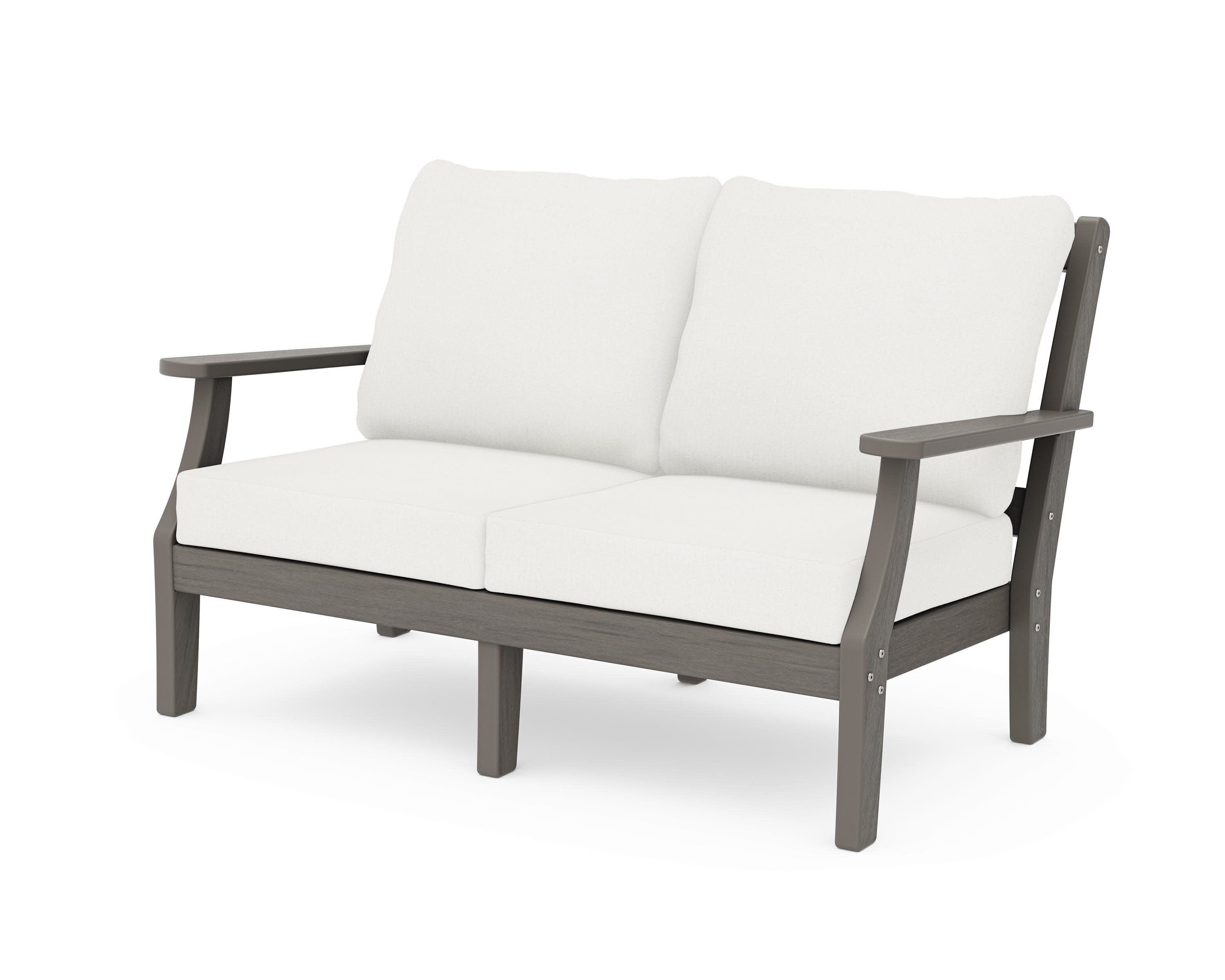 Chinoiserie Deep Seating Loveseat in Driftwood / Natural Linen