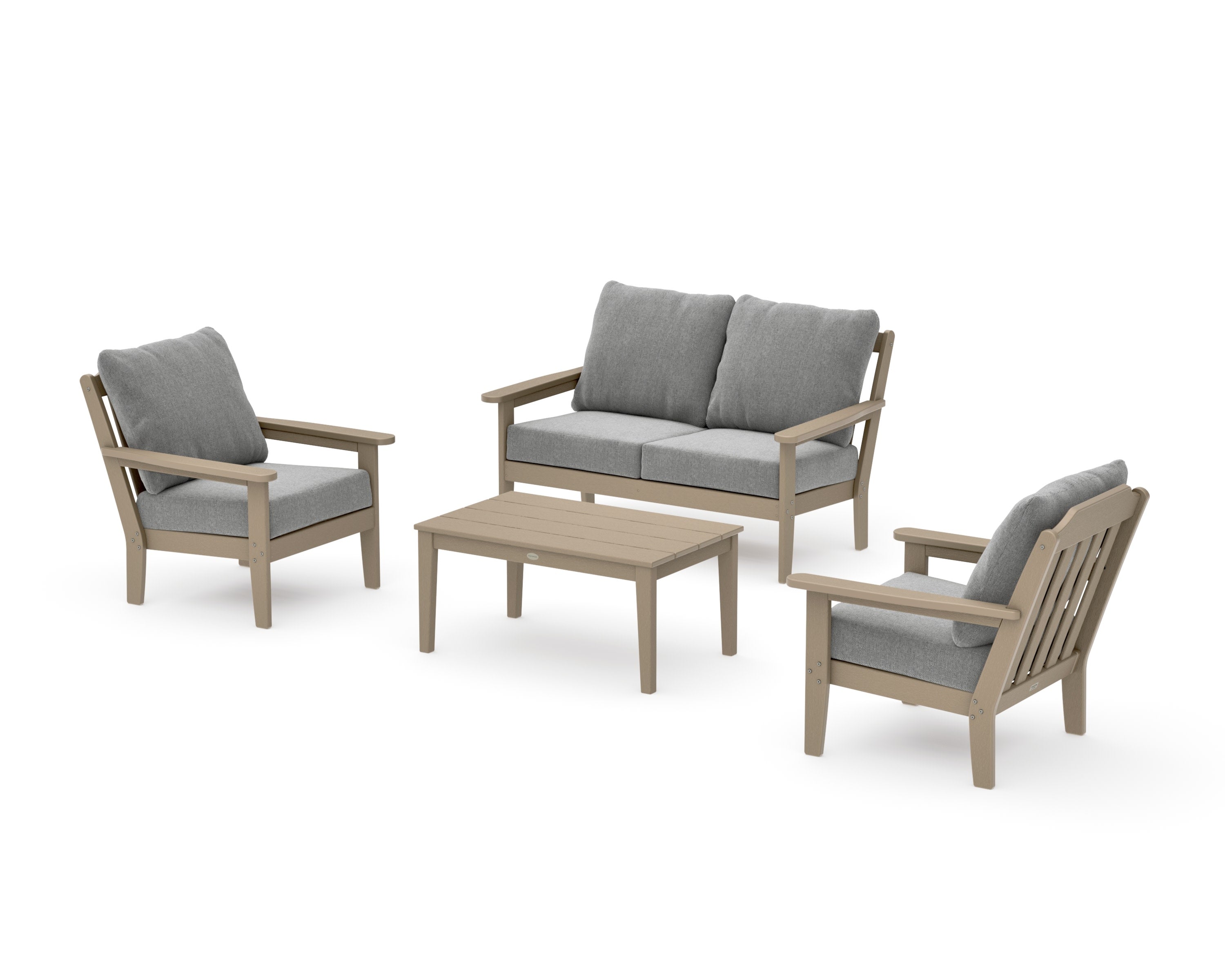 Cottage 4-Piece Deep Seating Set with Loveseat in Vintage Sahara / Grey Mist