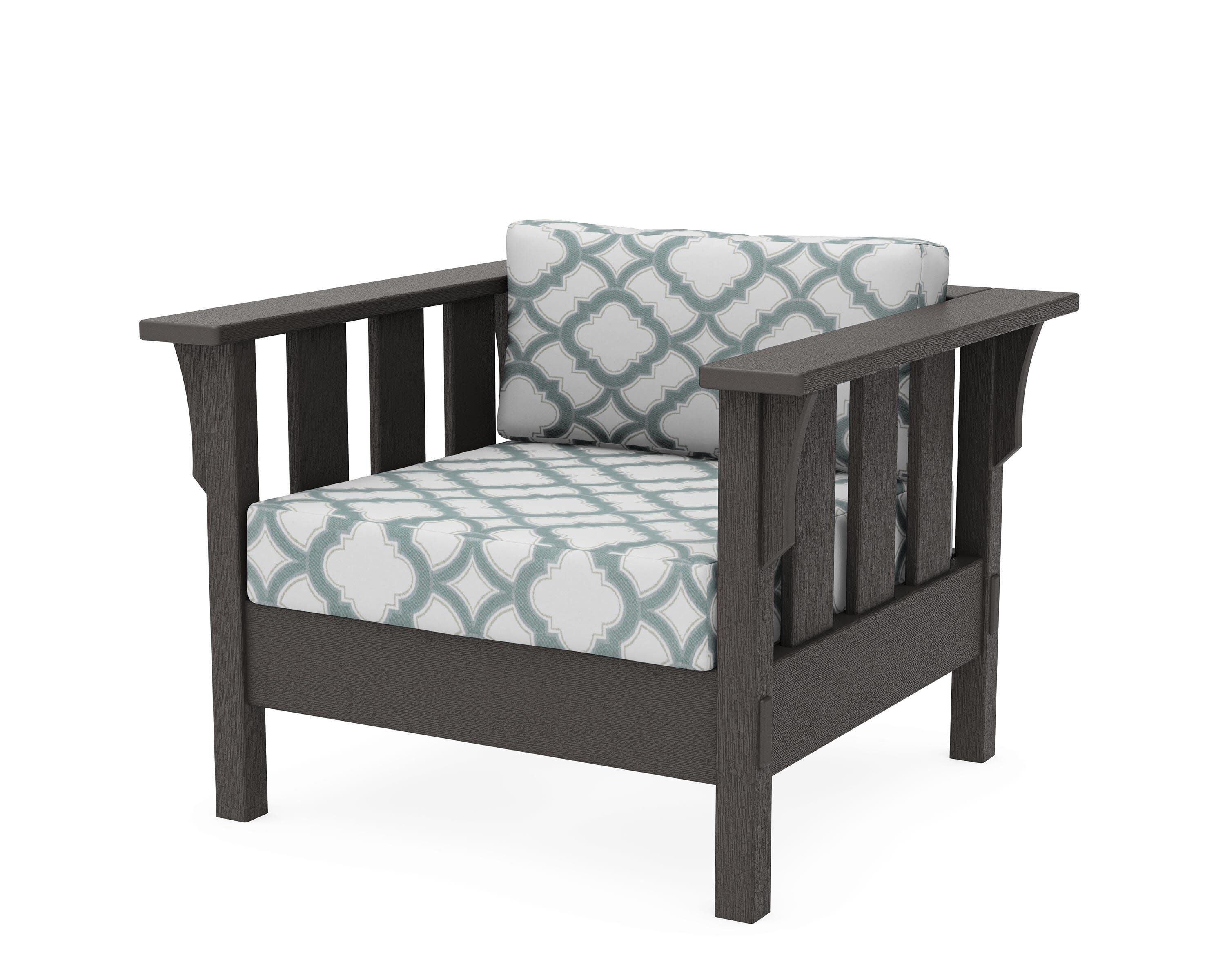 Acadia Deep Seating Chair in Vintage Coffee / Trellis Glacier Spa