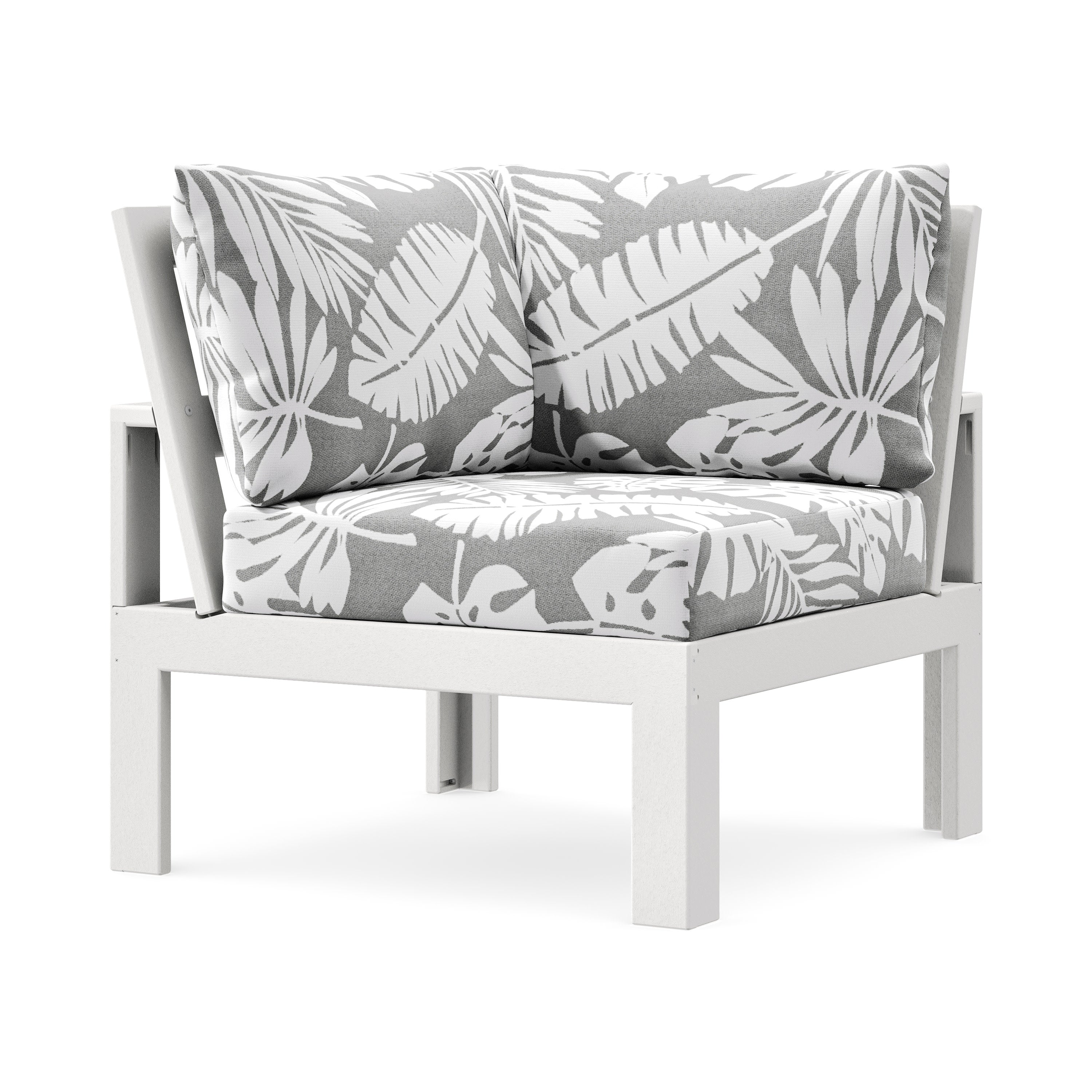Modular Corner Chair in White / Leaf Grey Mist