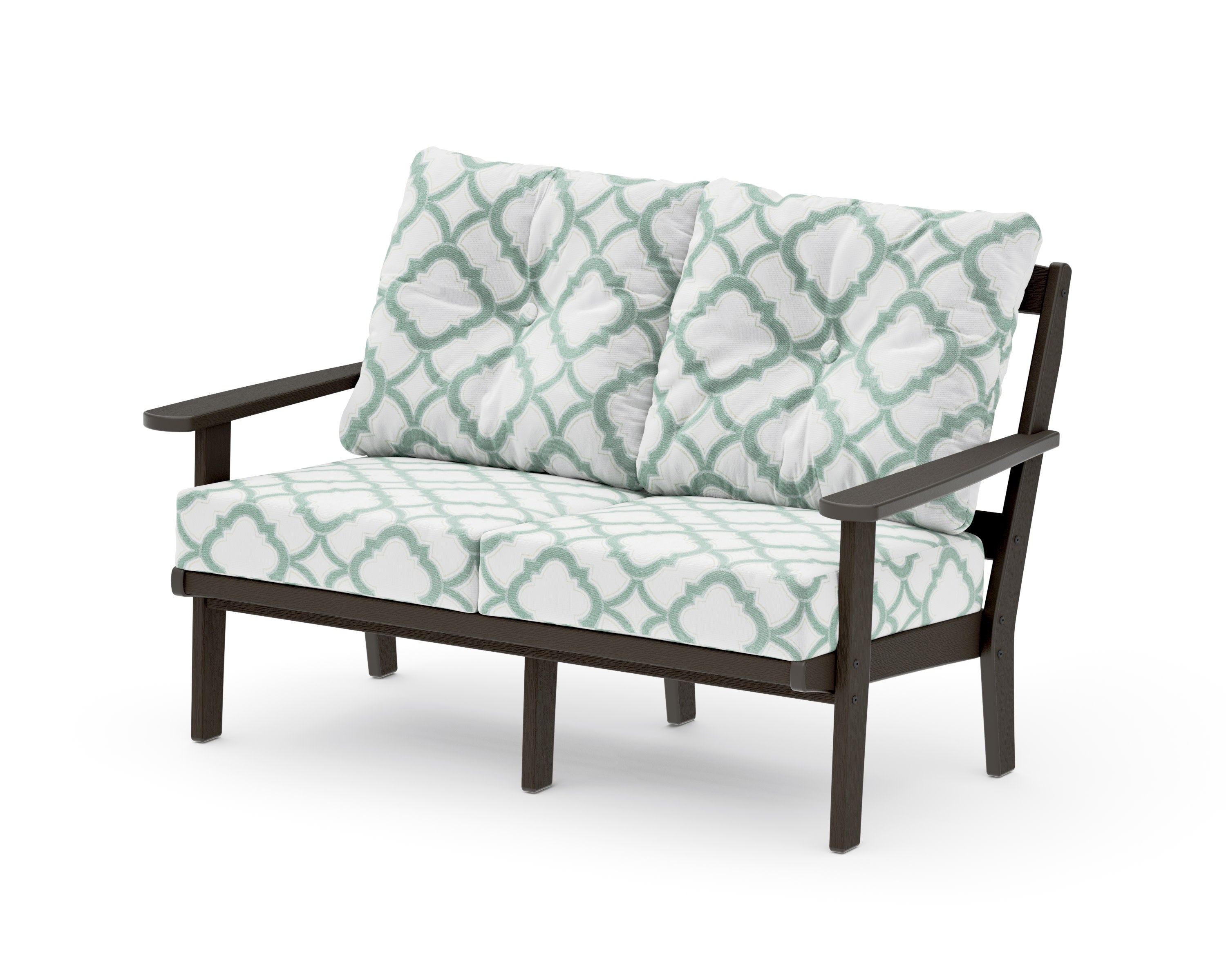 Mission Deep SeatingLoveseat in Vintage Coffee / Trellis Glacier Spa