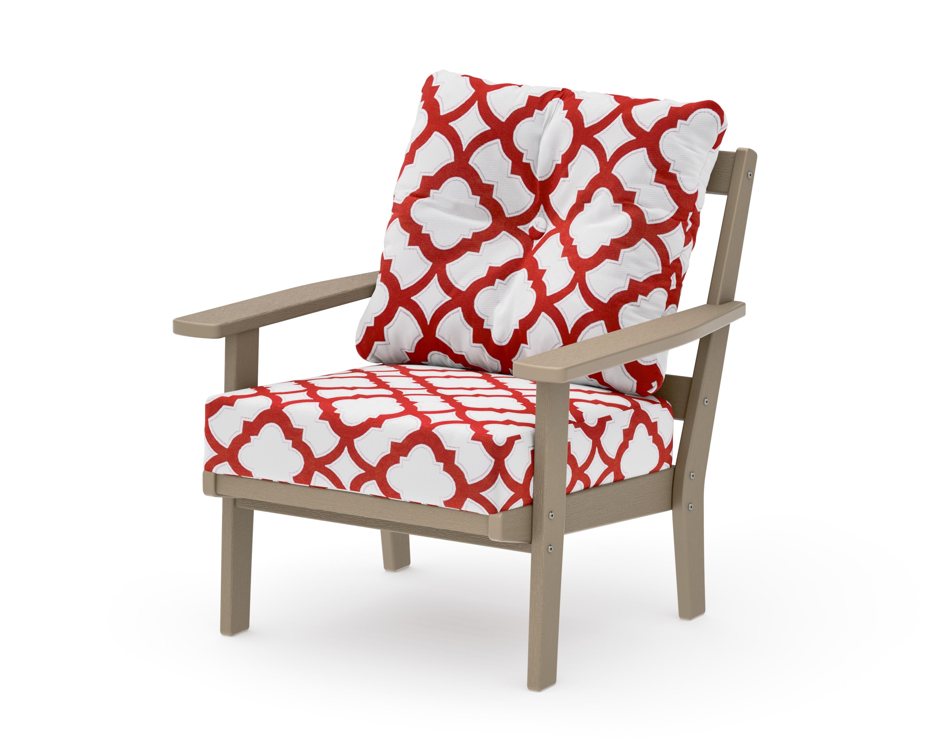 Oxford Deep Seating Chair in Vintage Sahara / Trellis Crimson