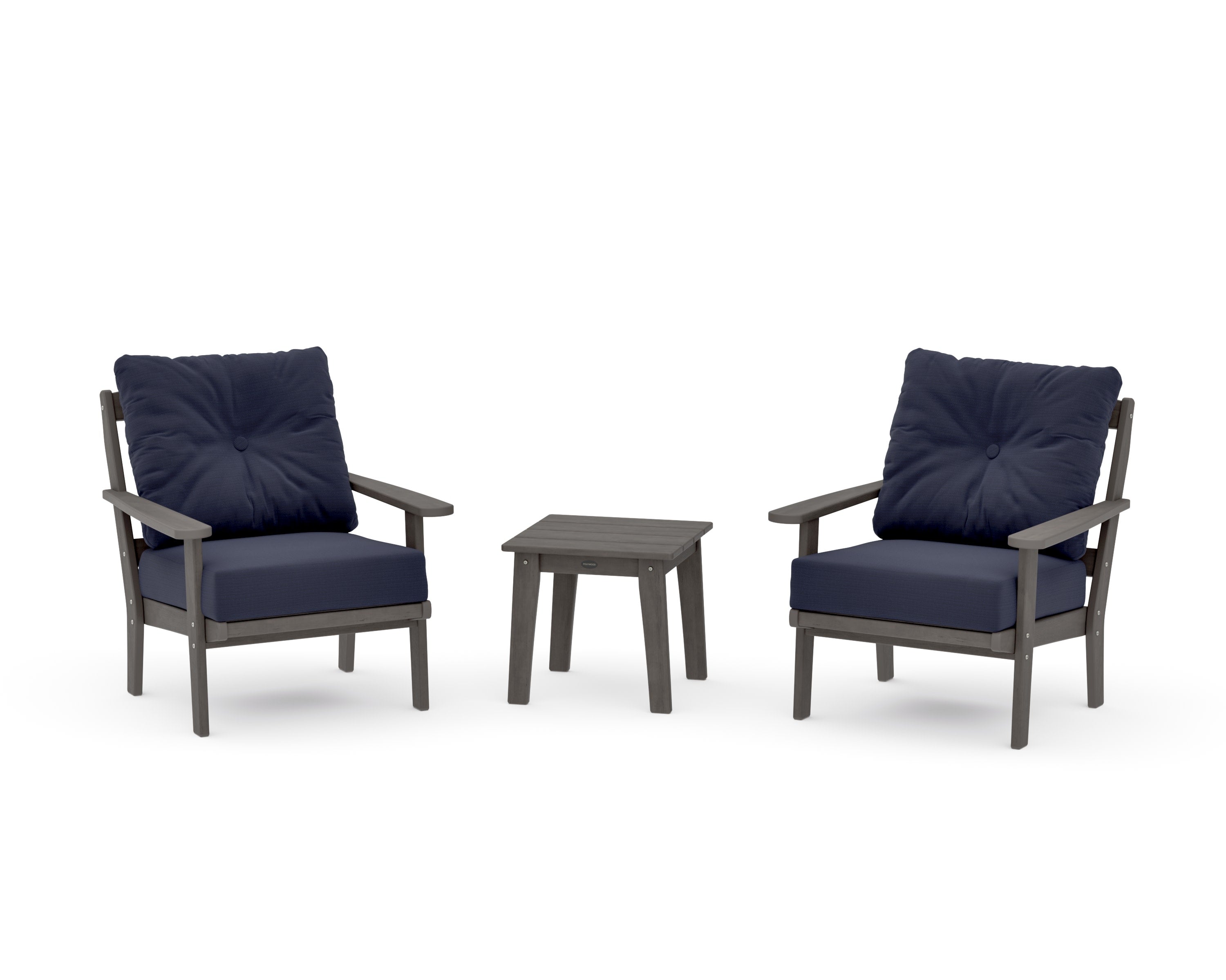 Mission 3-Piece Deep Seating Set in Driftwood / Navy Linen