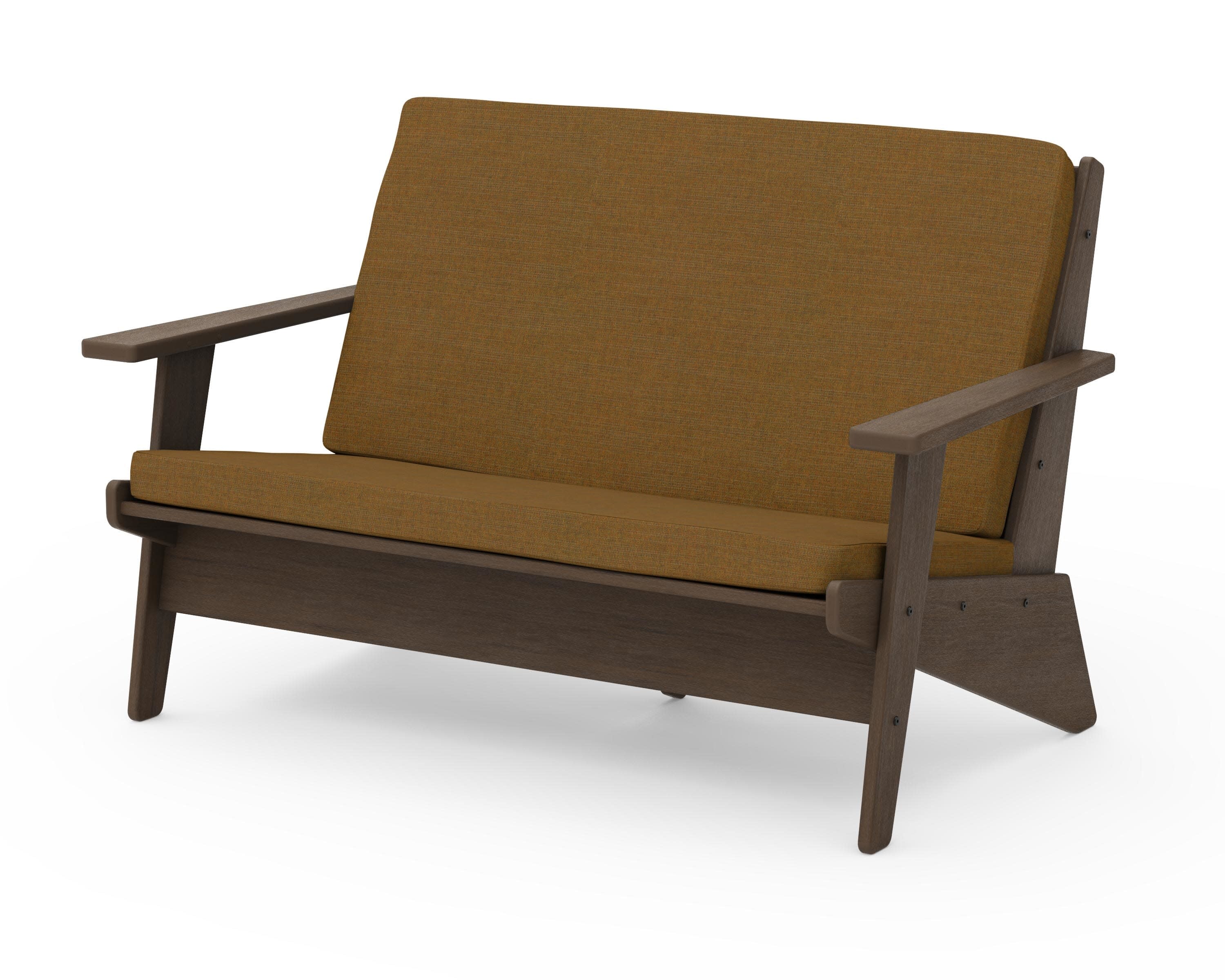 Riviera Modern Lounge Loveseat in Kona / Exhale Teak