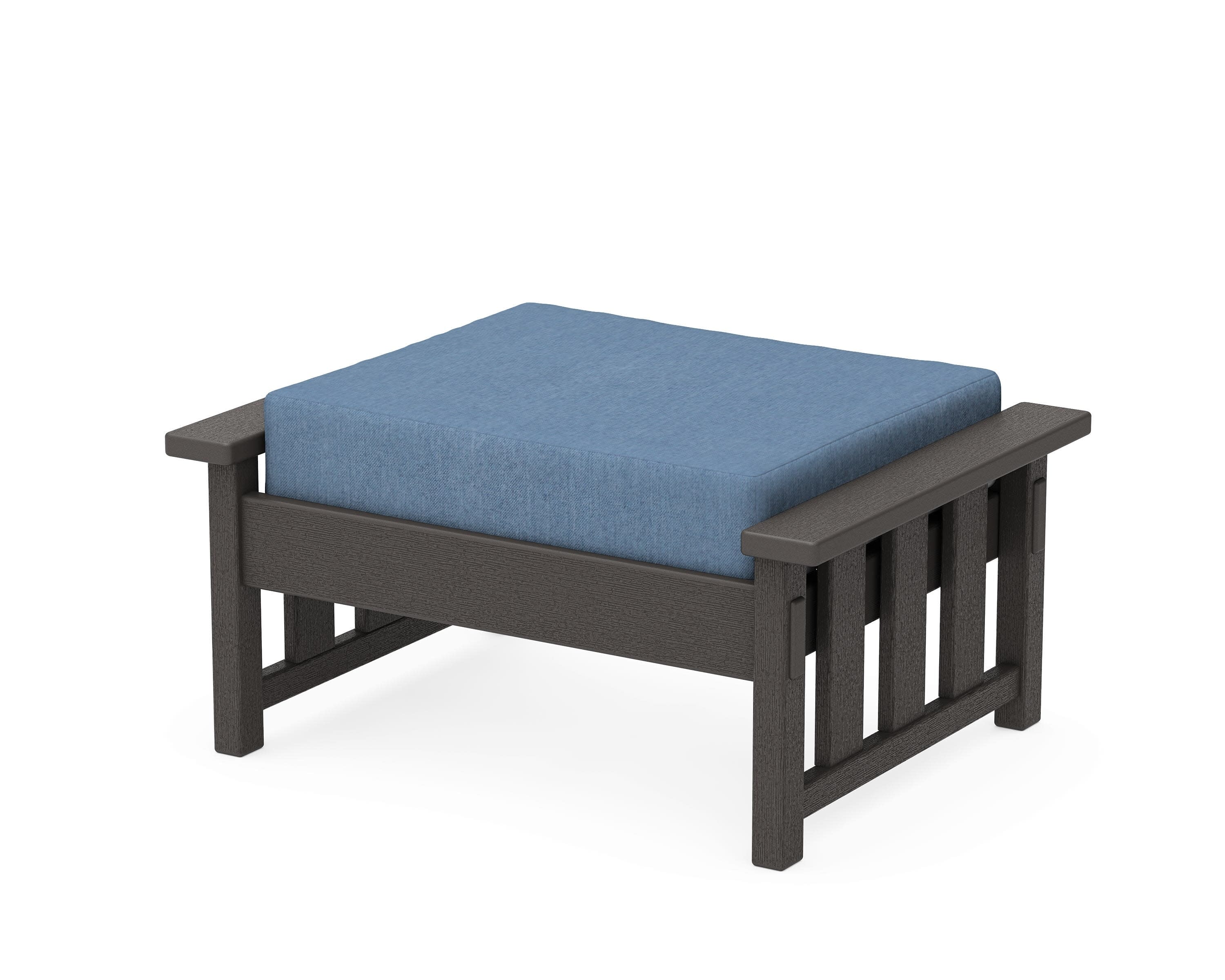 Acadia Deep Seating Ottoman in Vintage Coffee / Sky Blue