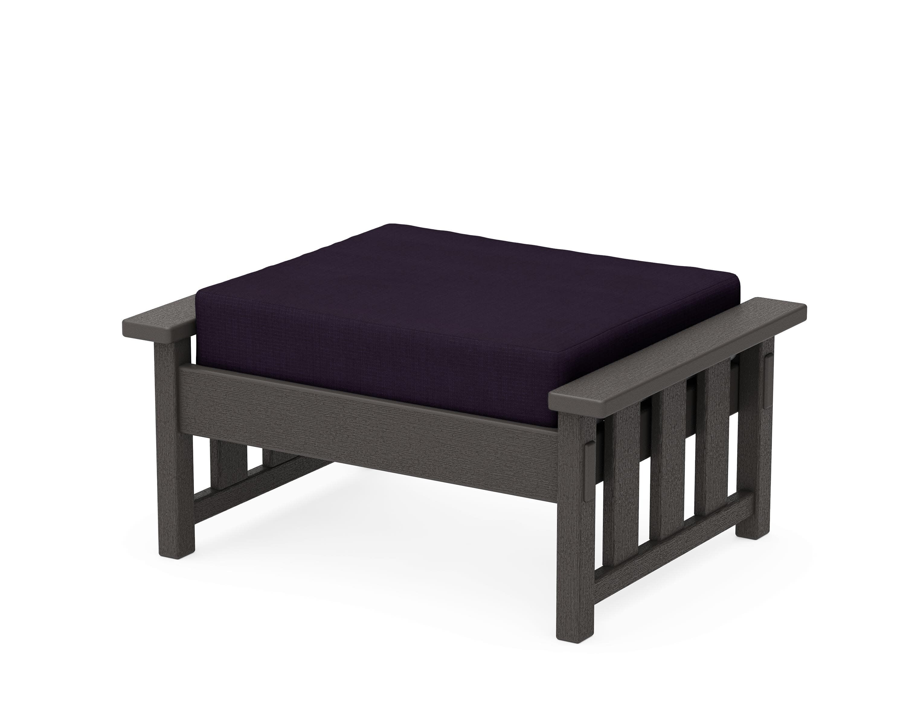 Acadia Deep Seating Ottoman in Vintage Coffee / Navy Linen
