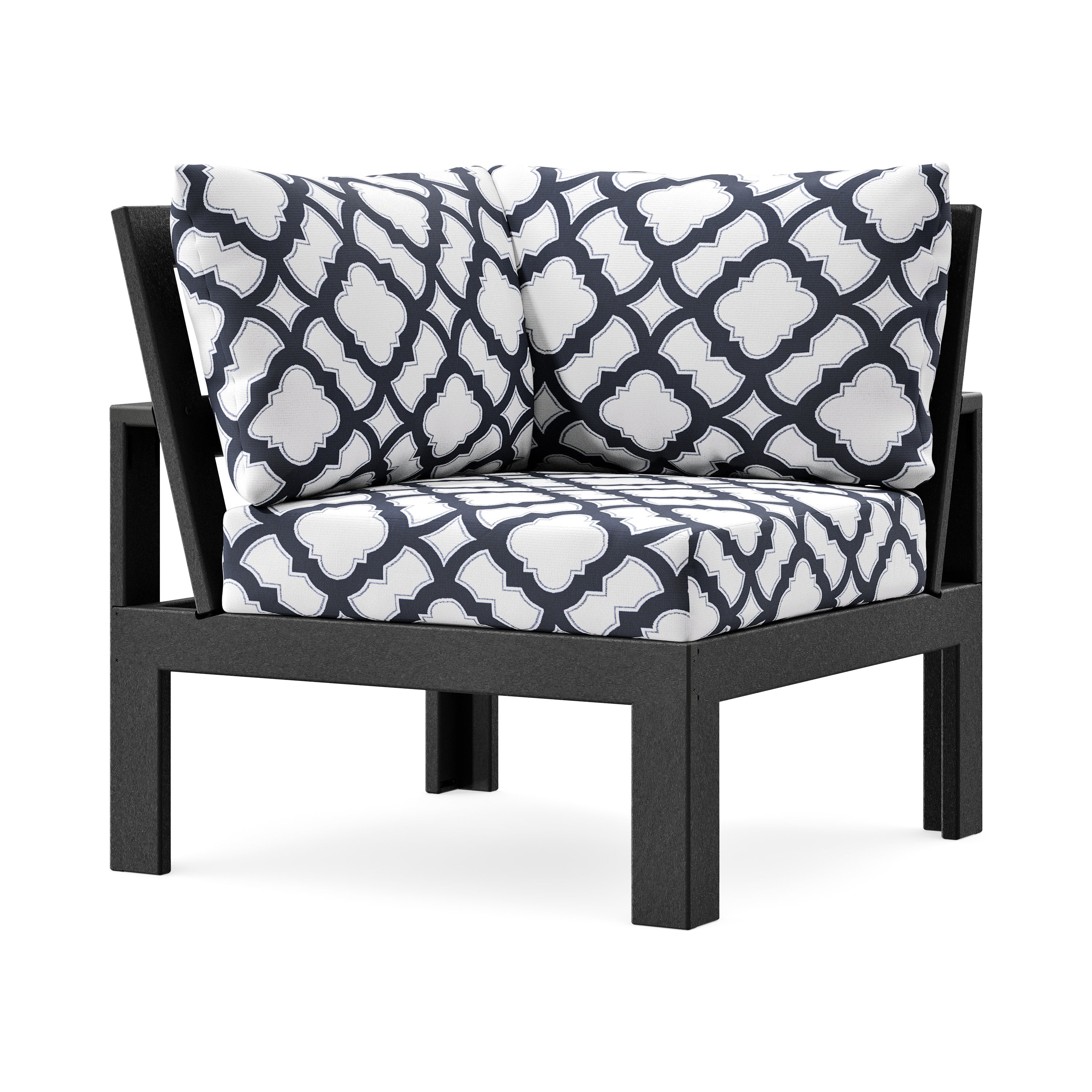 Modular Corner Chair in Black / Trellis Navy
