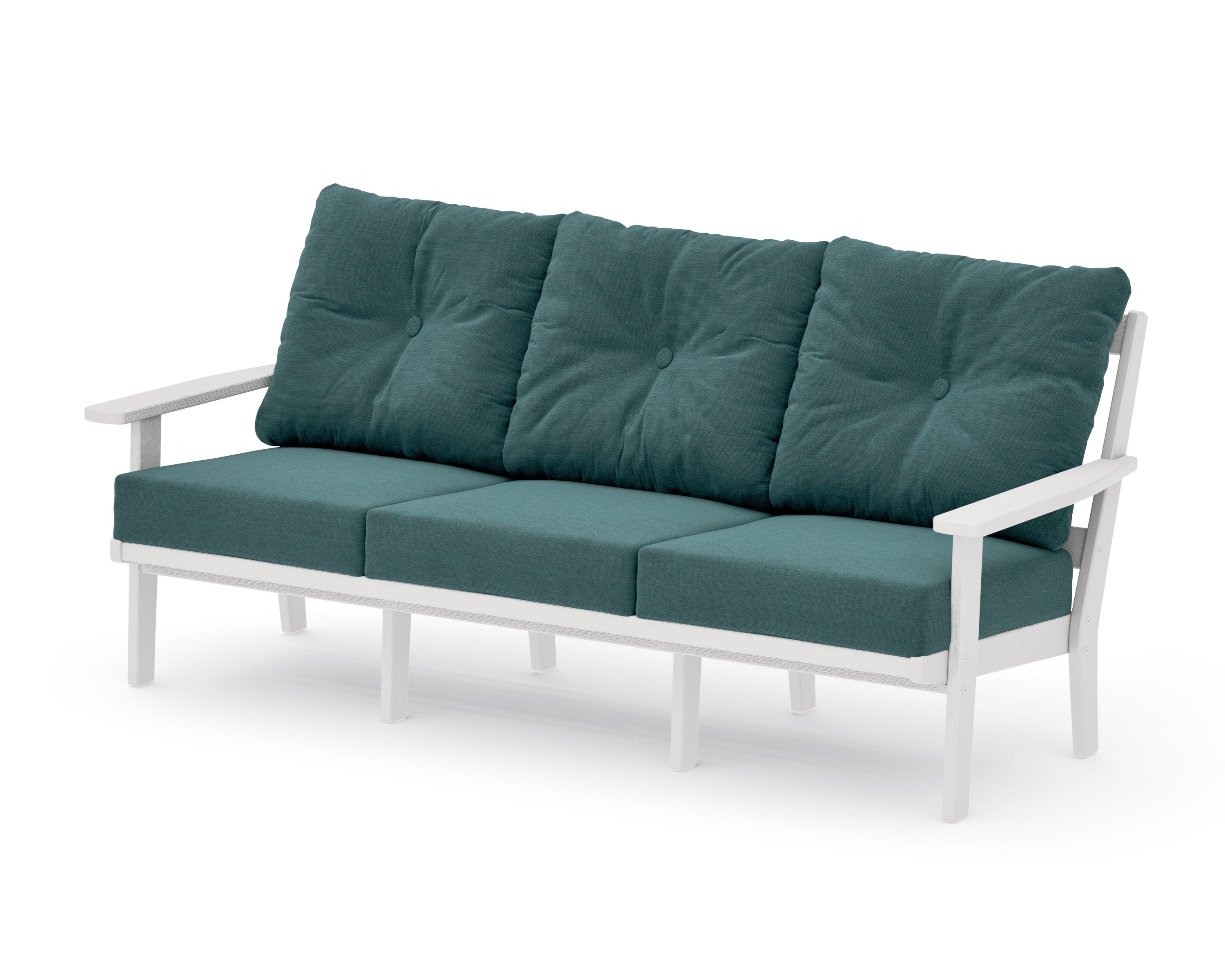 Oxford Deep Seating Sofa in Vintage White / Ocean Teal