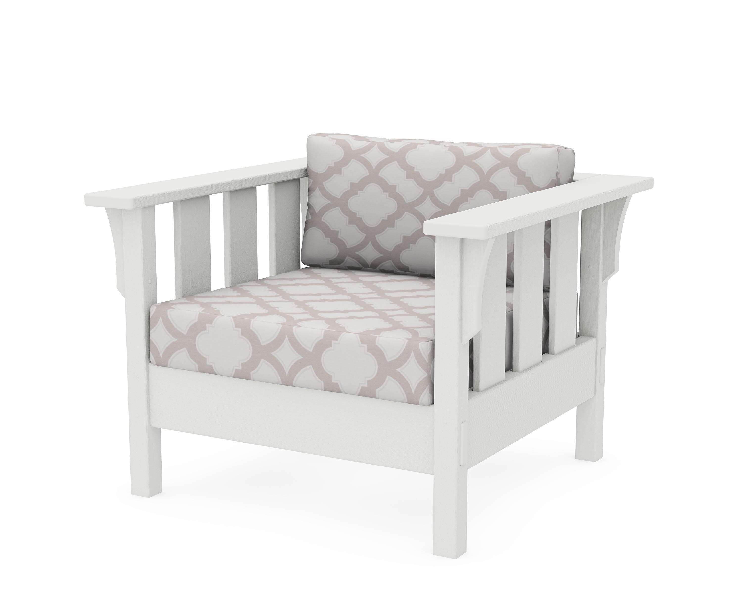 Acadia Deep Seating Chair in Vintage White / Trellis Dune Burlap