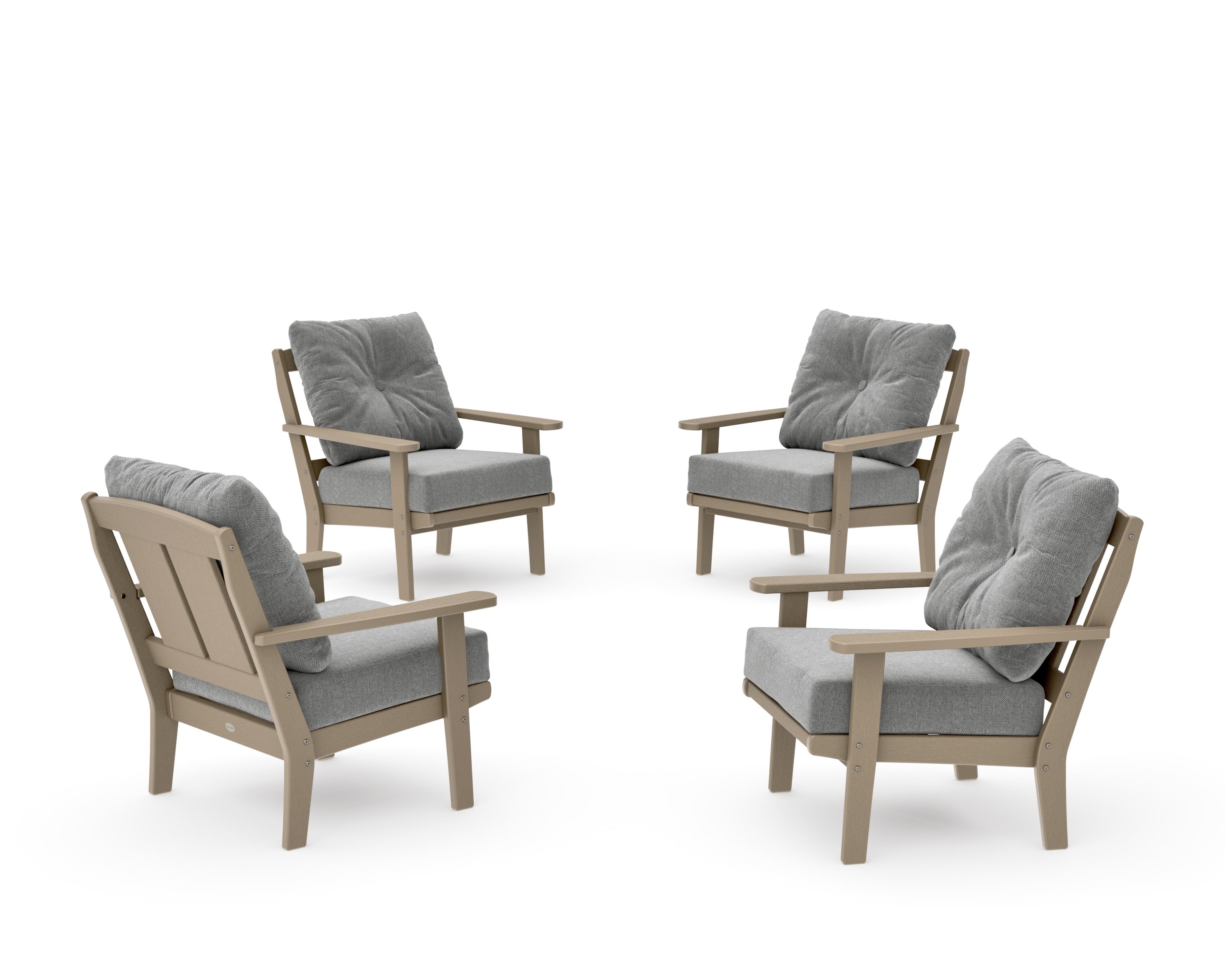 Mission 5-Piece Deep Seating Set with Fire Pit Table in Vintage Sahara / Grey Mist