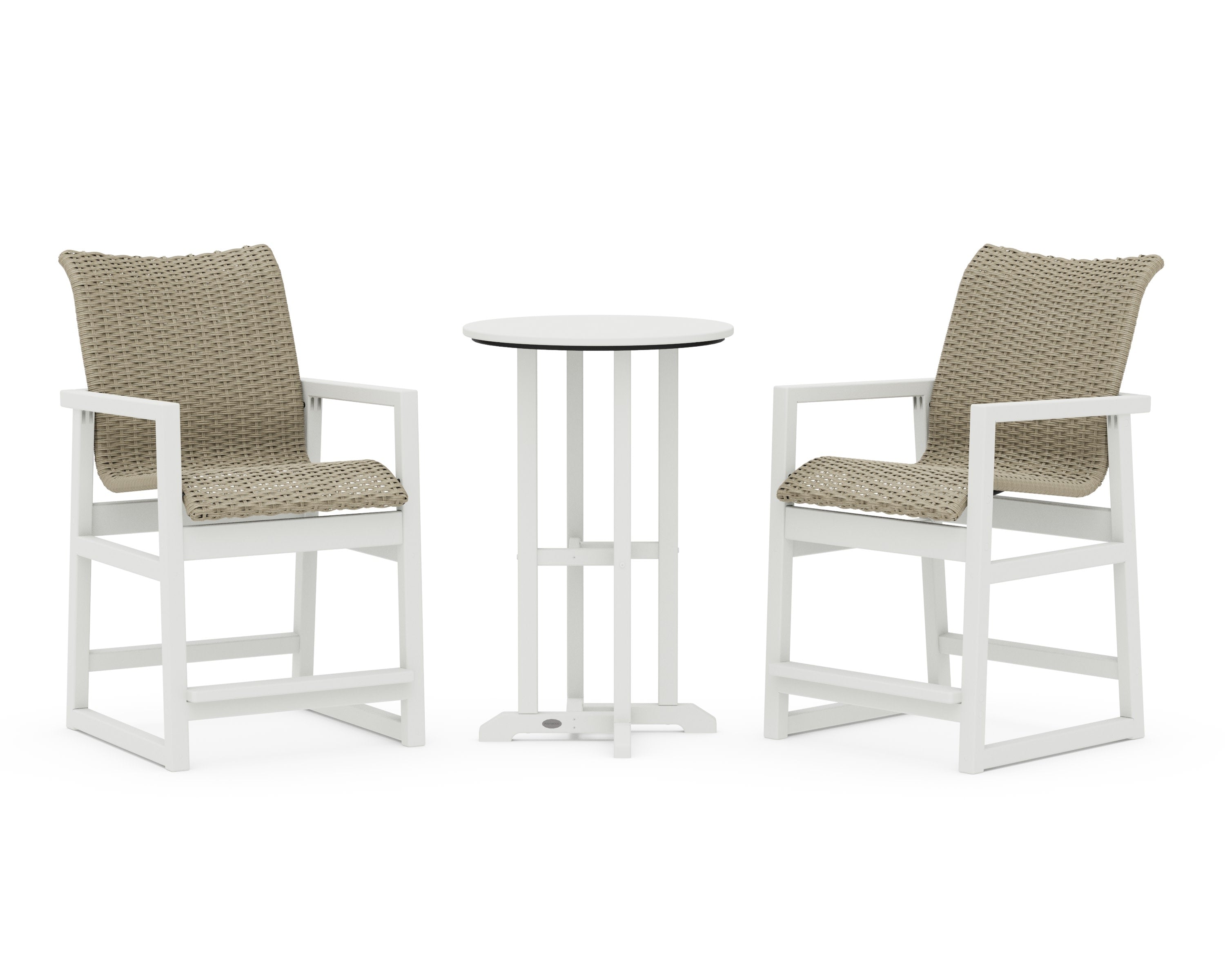 EDGE Woven 3-Piece Farmhouse Counter Set in Vintage White / Dune Grass