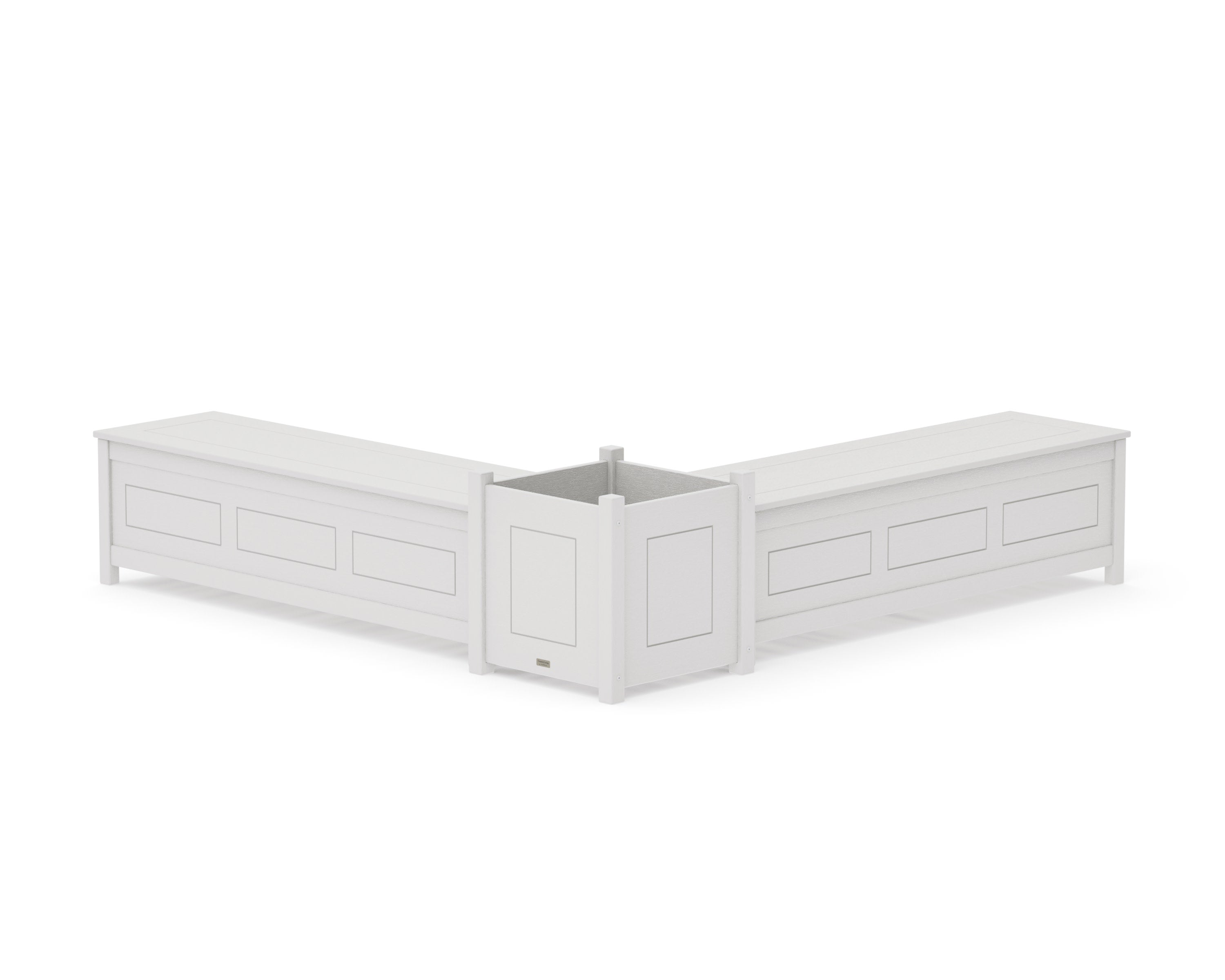 60" Country Living L- Shaped Planter Storage Bench Set- Large in Vintage White