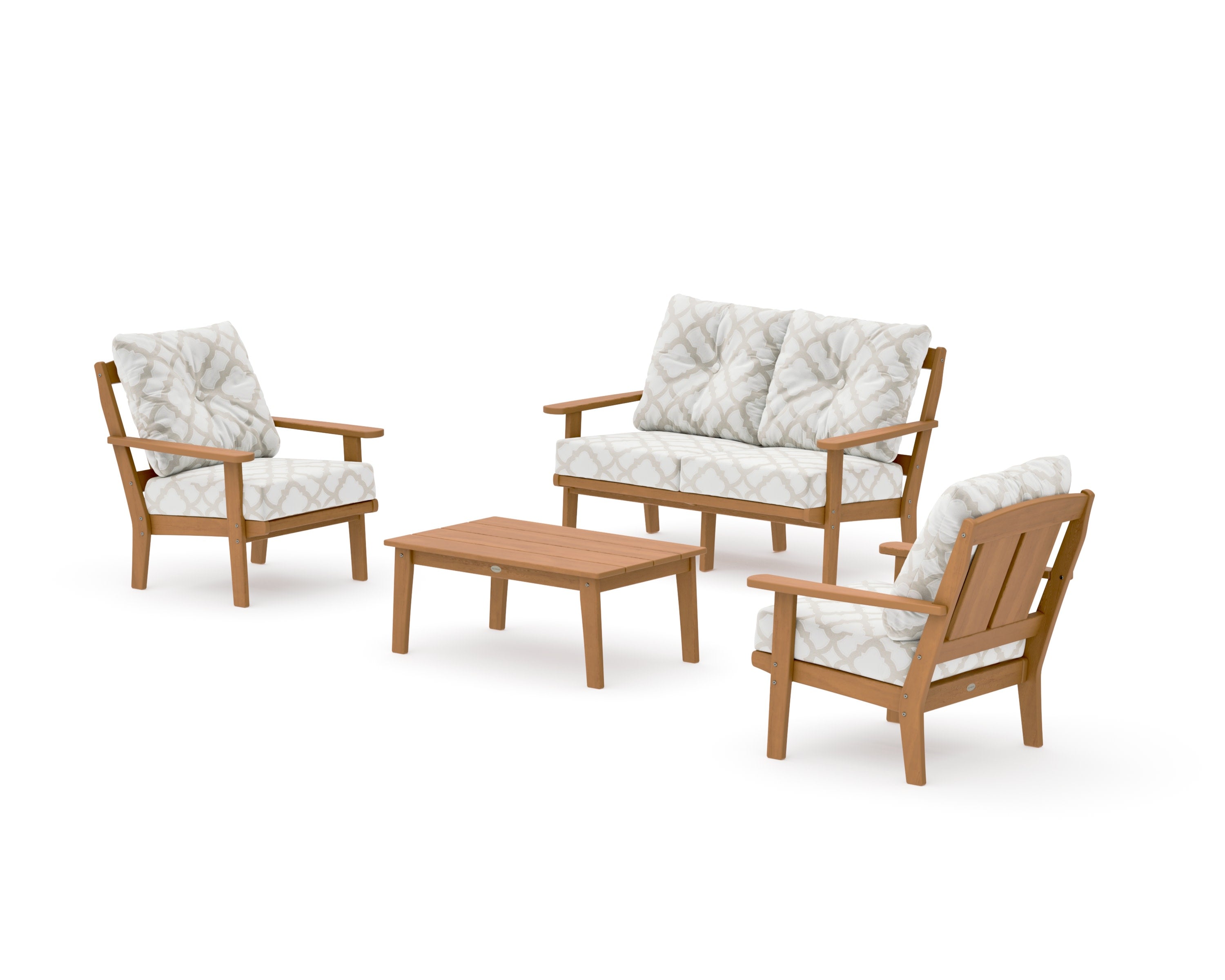 Mission 4-Piece Deep Seating Set with Loveseat in Natural / Trellis Dune Burlap