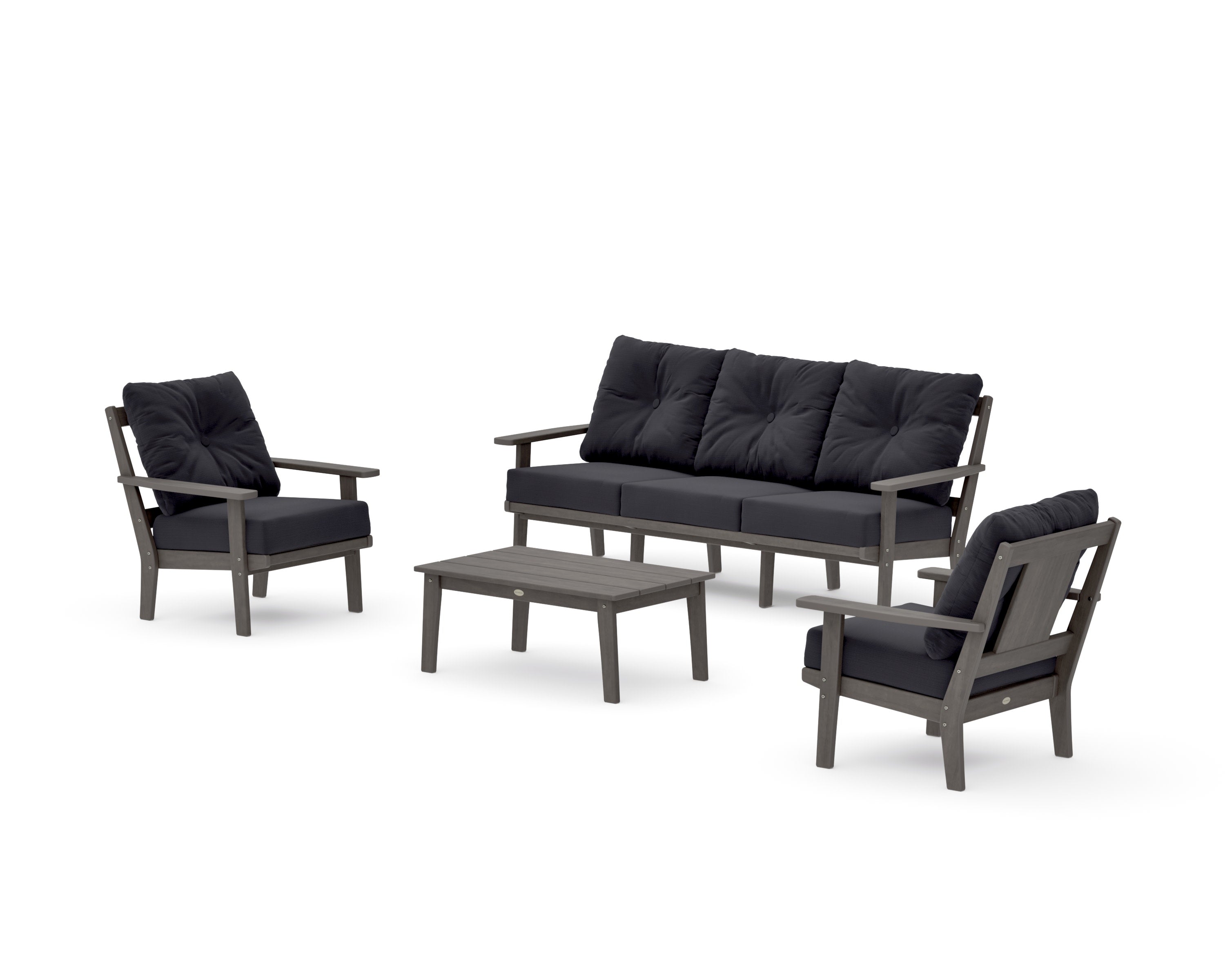 Prairie 4-Piece Deep Seating Set with Sofa in Driftwood / Midnight Linen