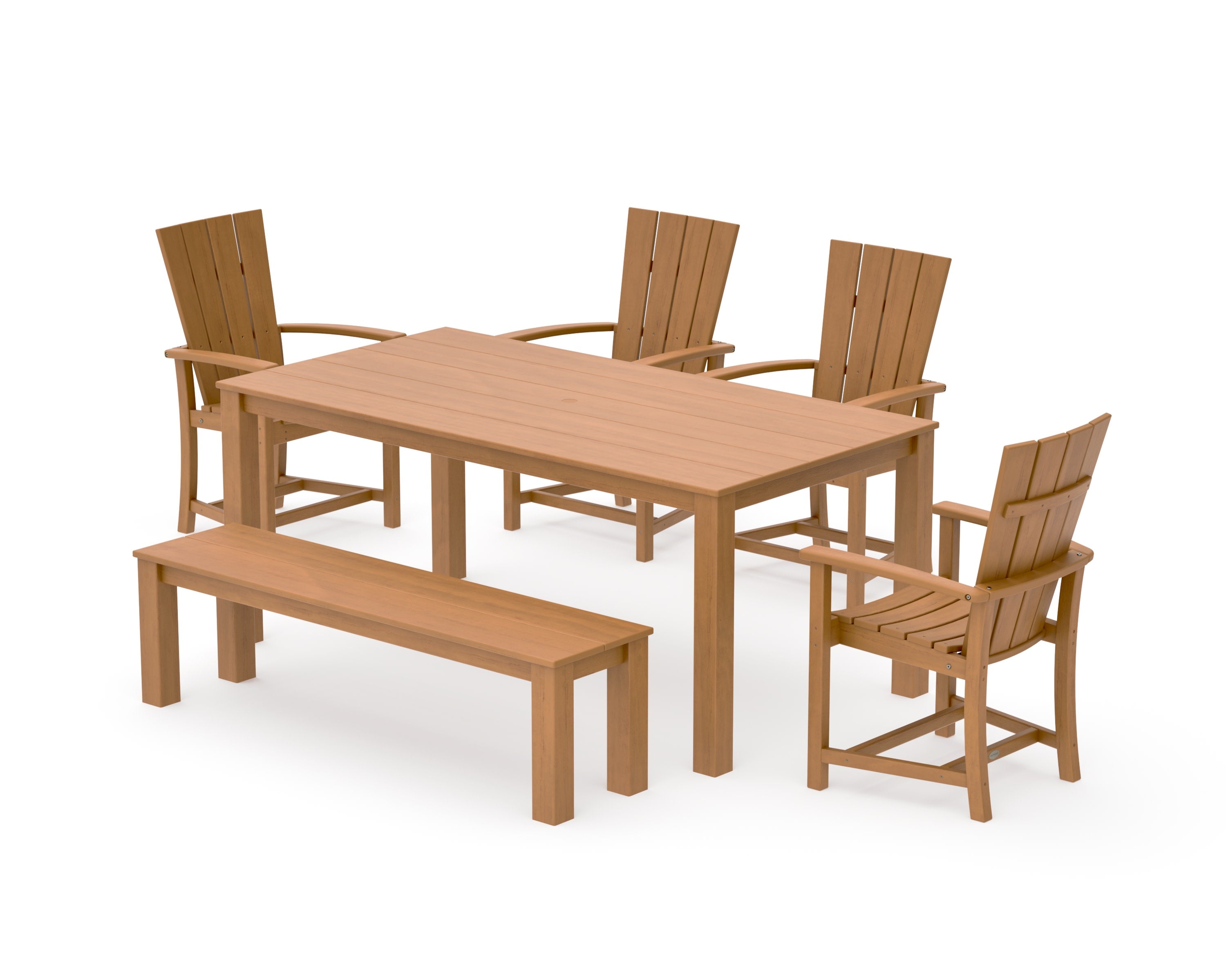 Quattro 6-Piece Parsons Dining Set with Bench in Natural