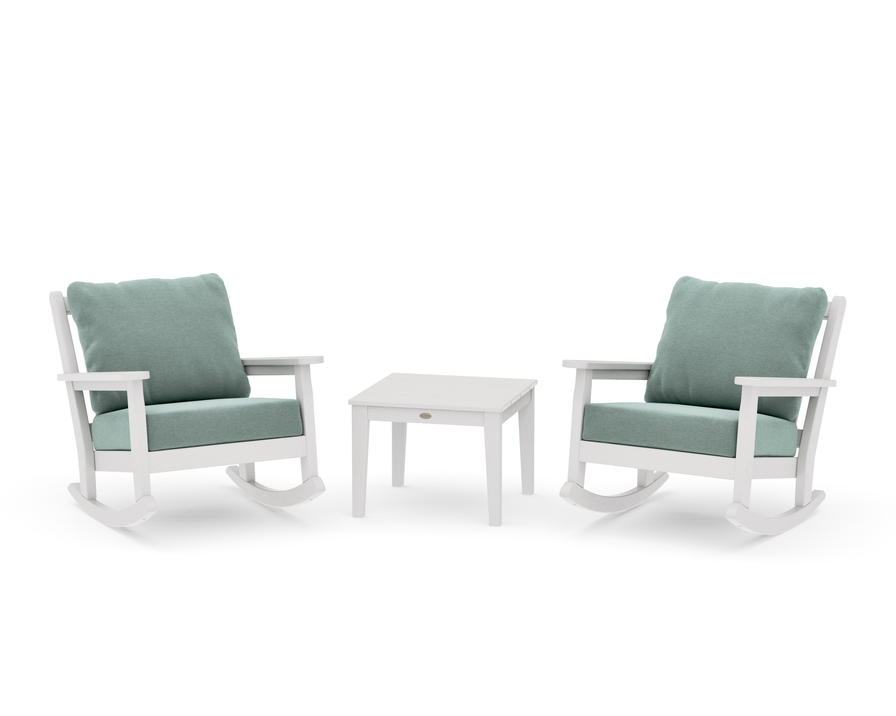 Chippendale 3-Piece Deep Seating Rocker Set in Vintage White / Glacier Spa
