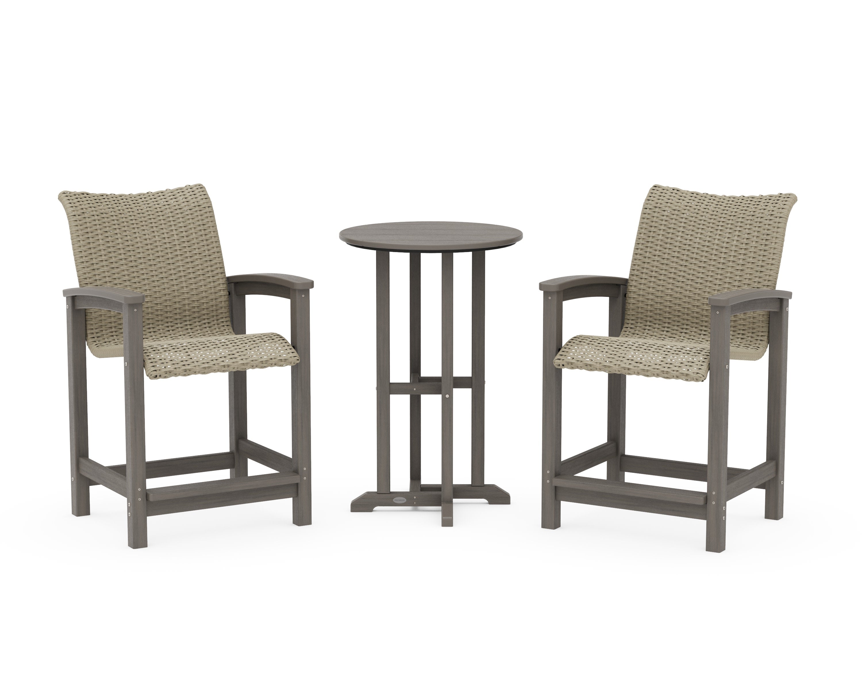 Coastal Woven 3-Piece Farmhouse Counter Set in Driftwood / Dune Grass