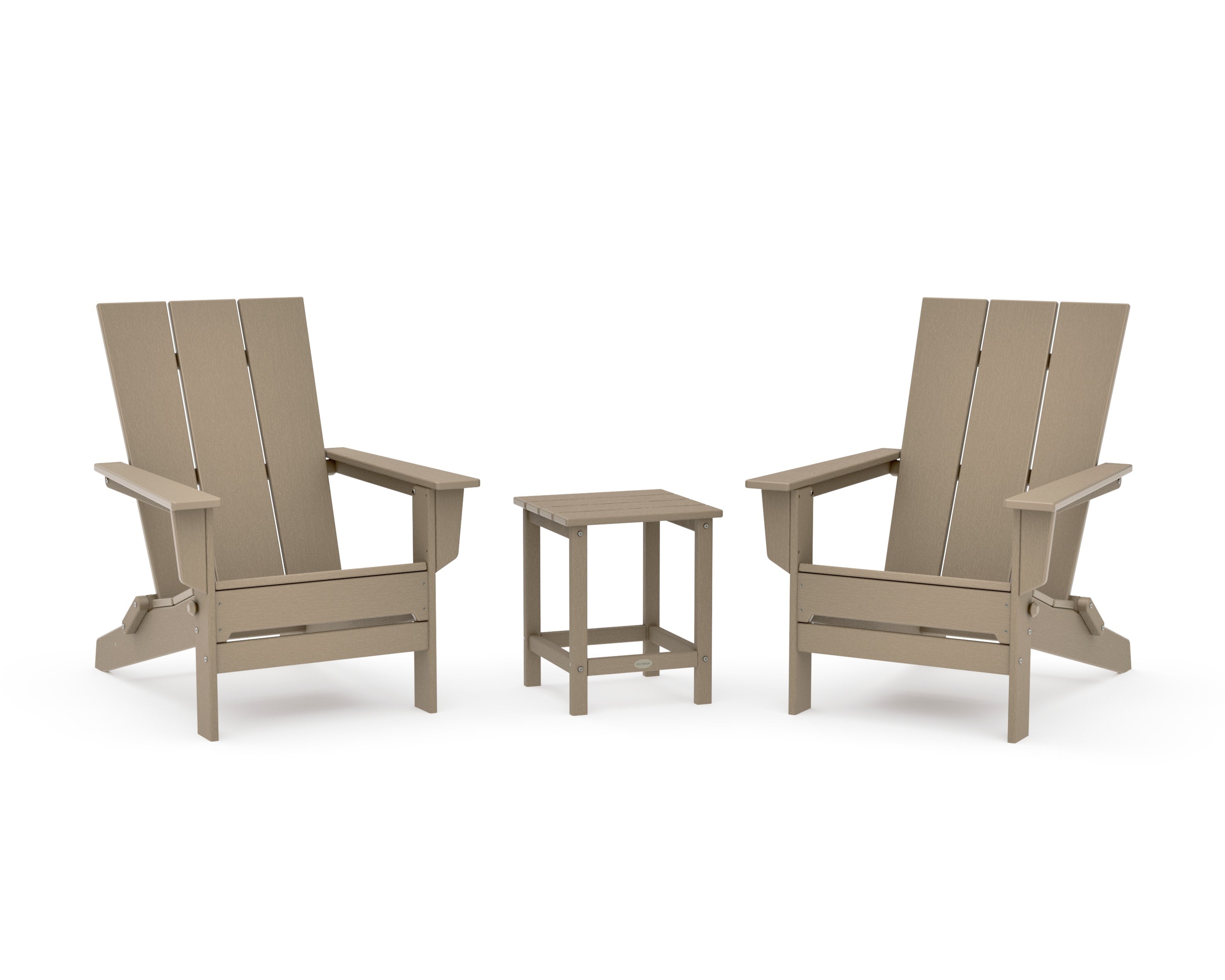 3-Piece Modern Studio Folding Adirondack Set in Vintage Sahara