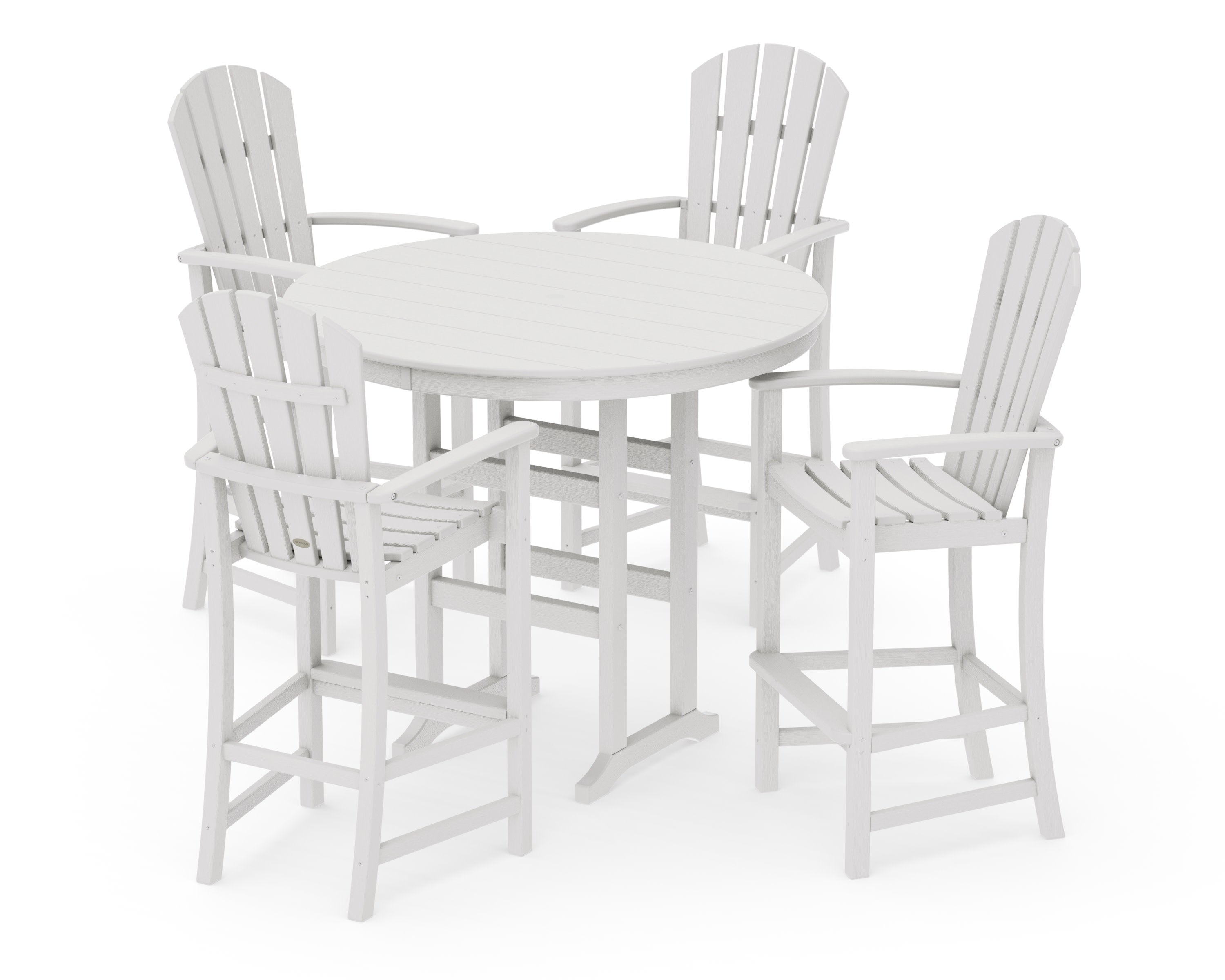 Palm Coast 5-Piece Round Farmhouse Bar Set in Vintage White