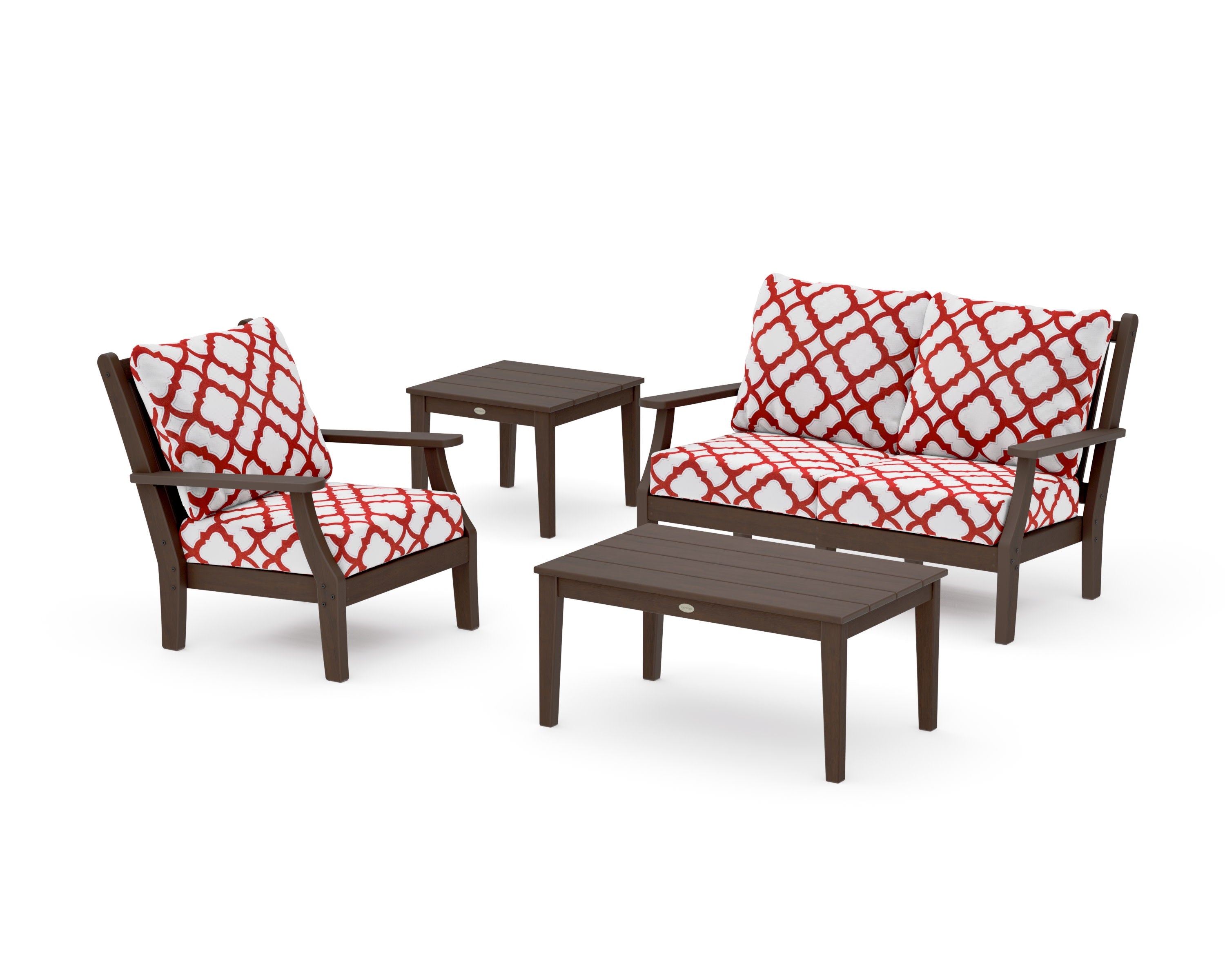 Wovendale 4-Piece Deep Seating Set in Kona / Trellis Crimson