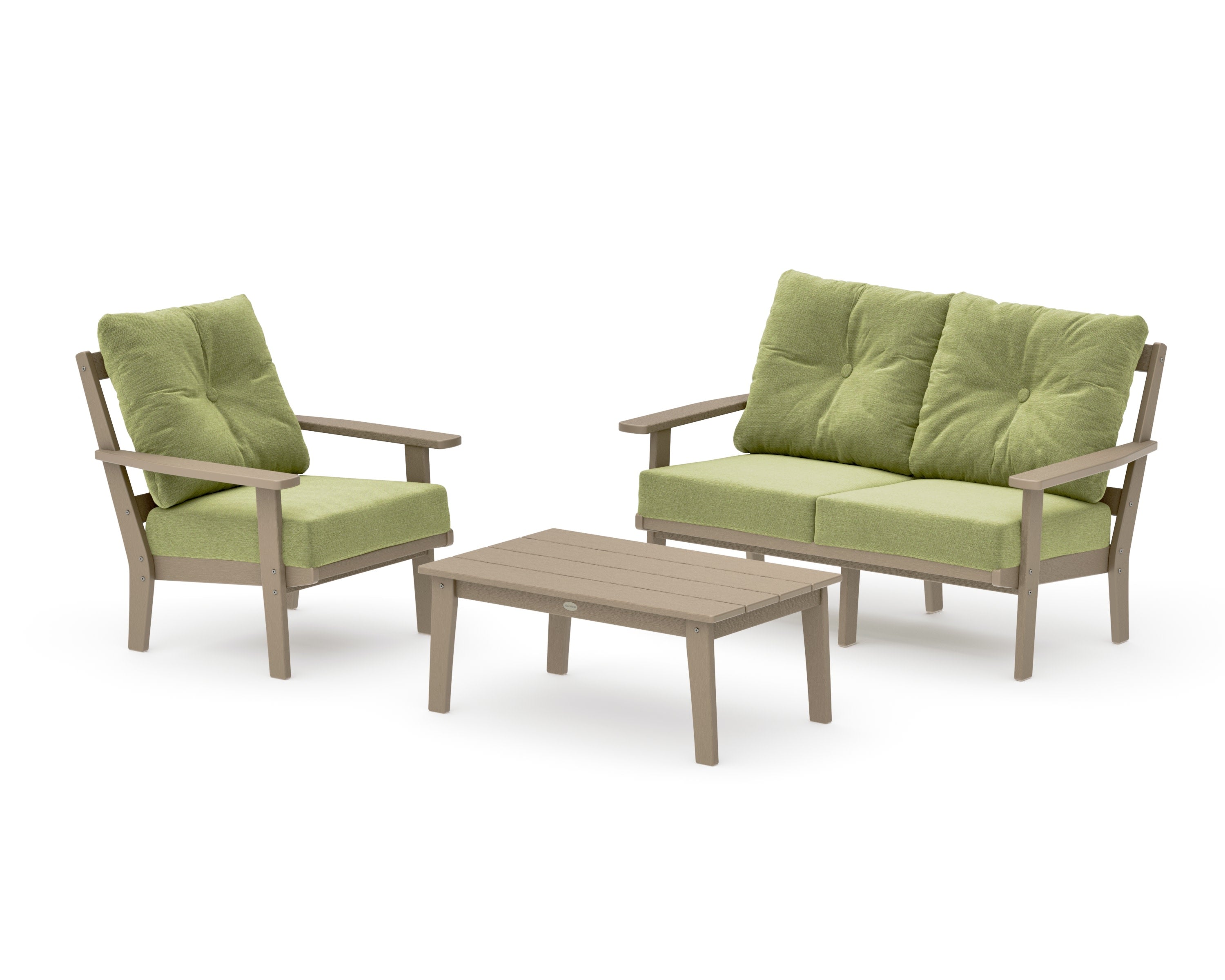 Oxford 3-Piece Deep Seating Set with Loveseat in Vintage Sahara / Chartreuse Boucle