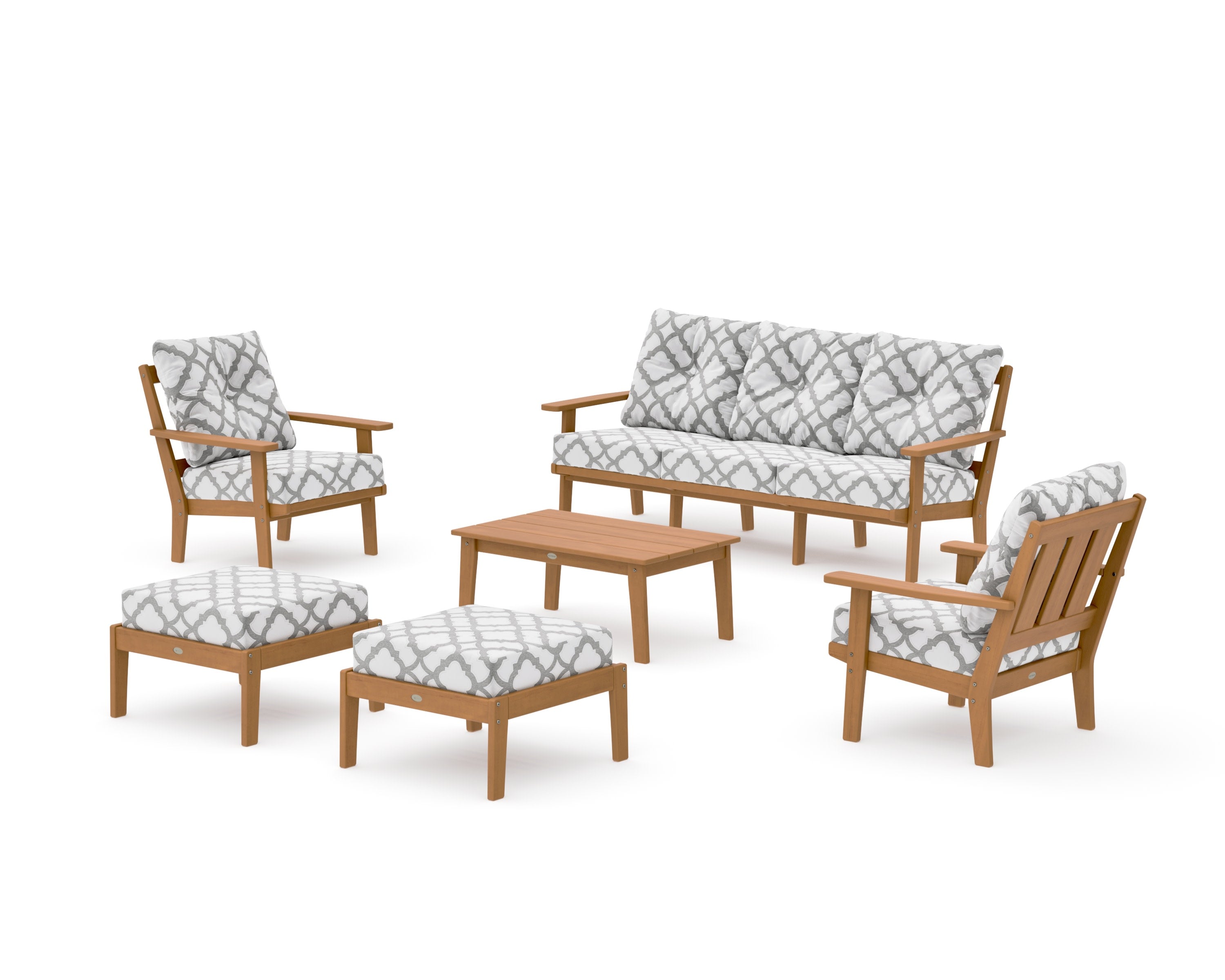 Oxford 6-Piece Lounge Sofa Set in Natural / Trellis Grey Mist