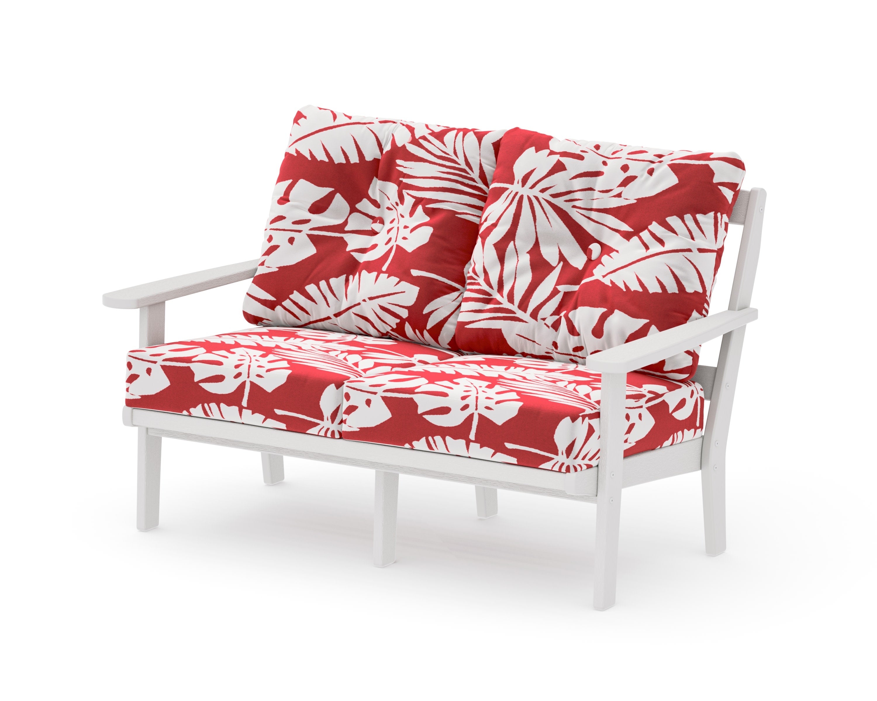 Mission Deep SeatingLoveseat in Vintage White / Leaf Crimson