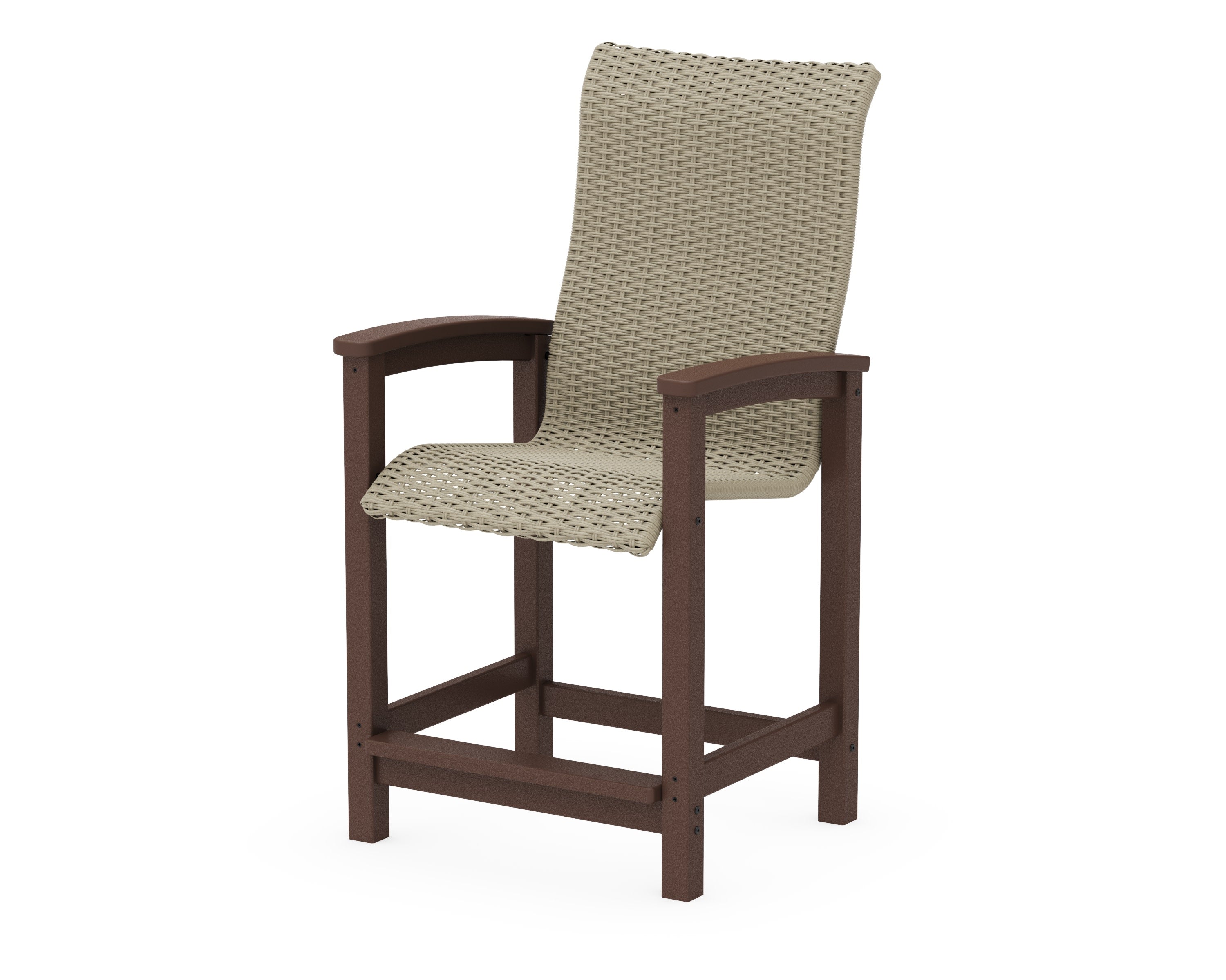 Coastal Woven High-Back Counter Chair in Mahogany / Dune Grass