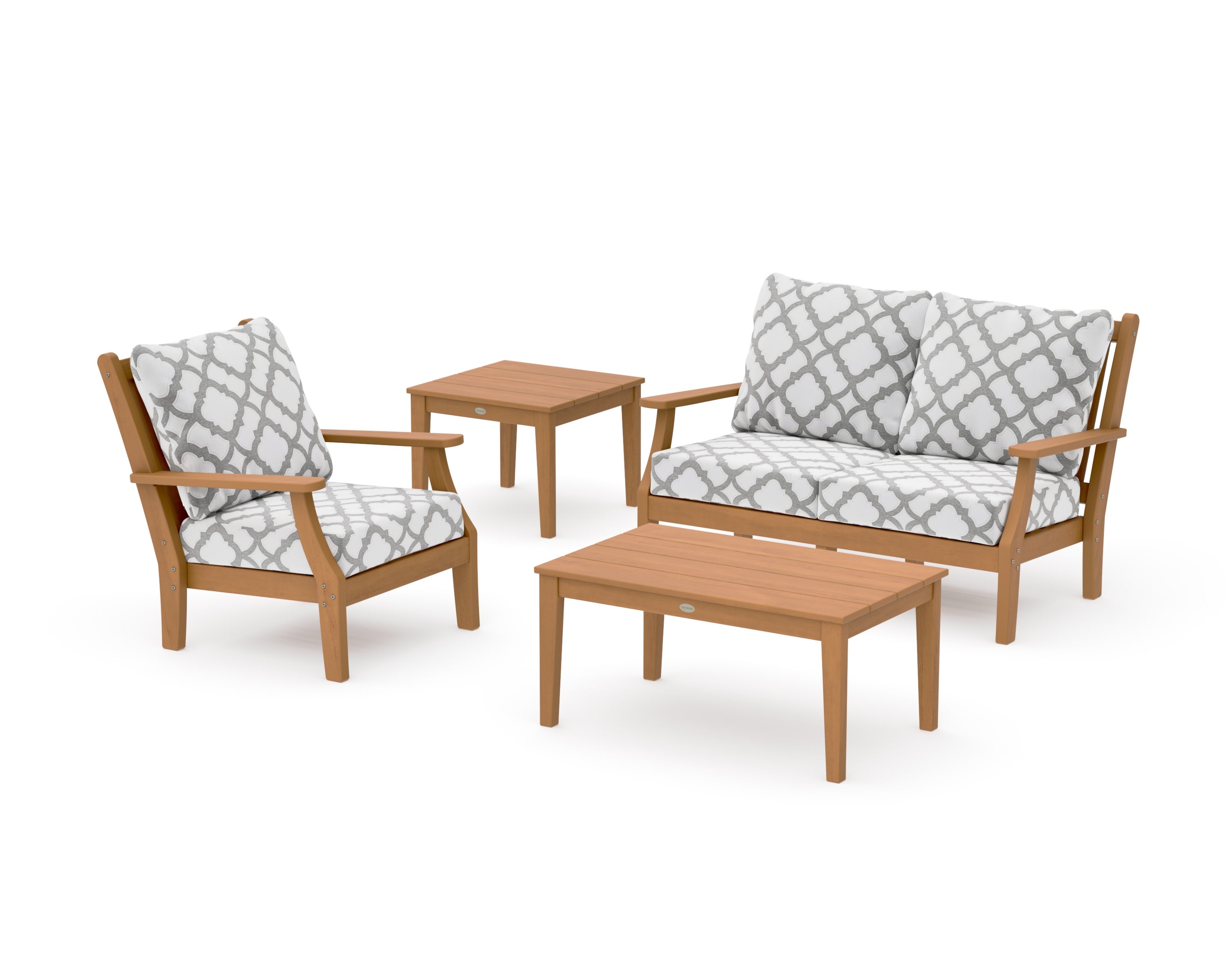 Wovendale 4-Piece Deep Seating Set in Natural / Trellis Grey Mist