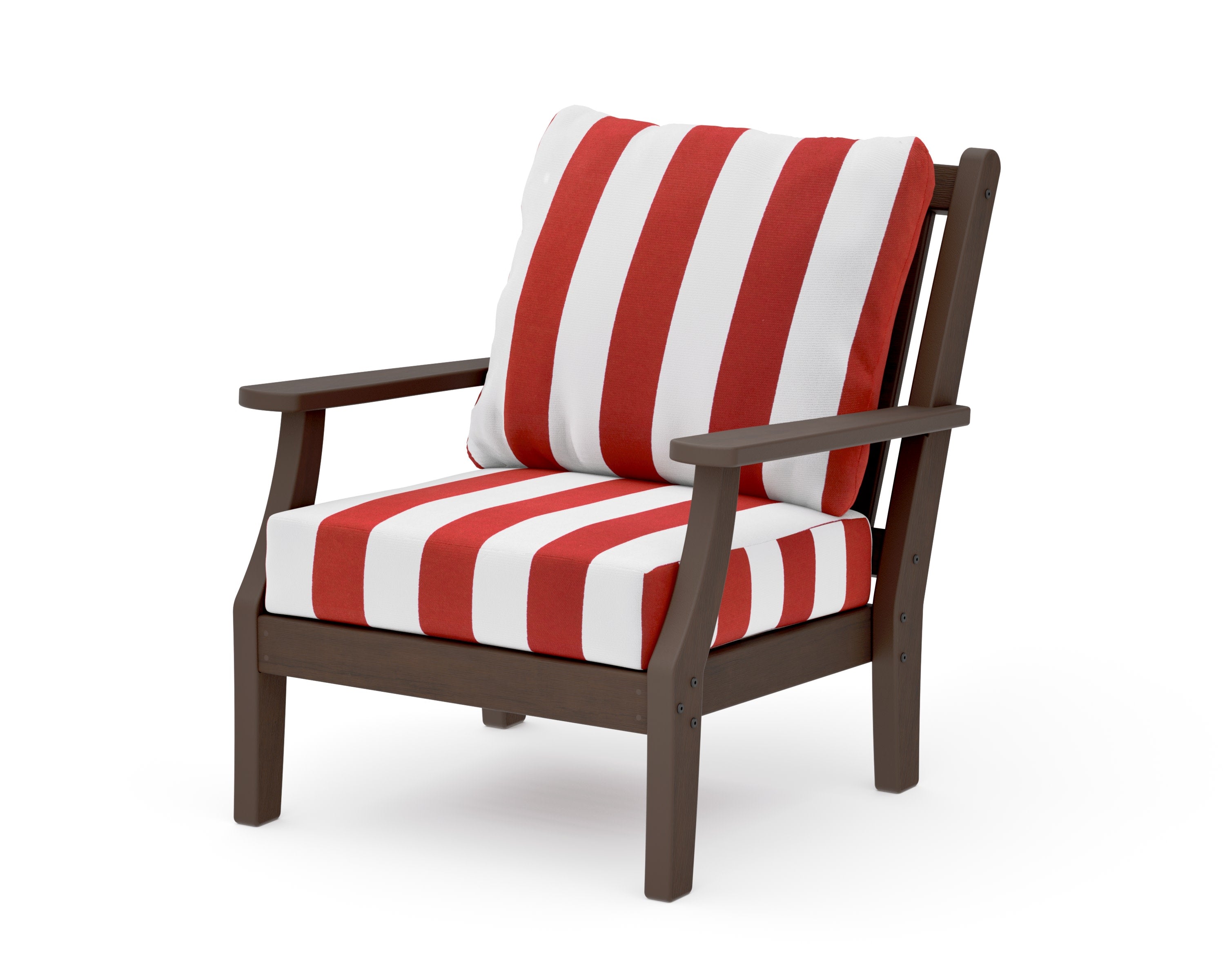 Wovendale Deep Seating Chair in Kona / Cabana Stripe Crimson