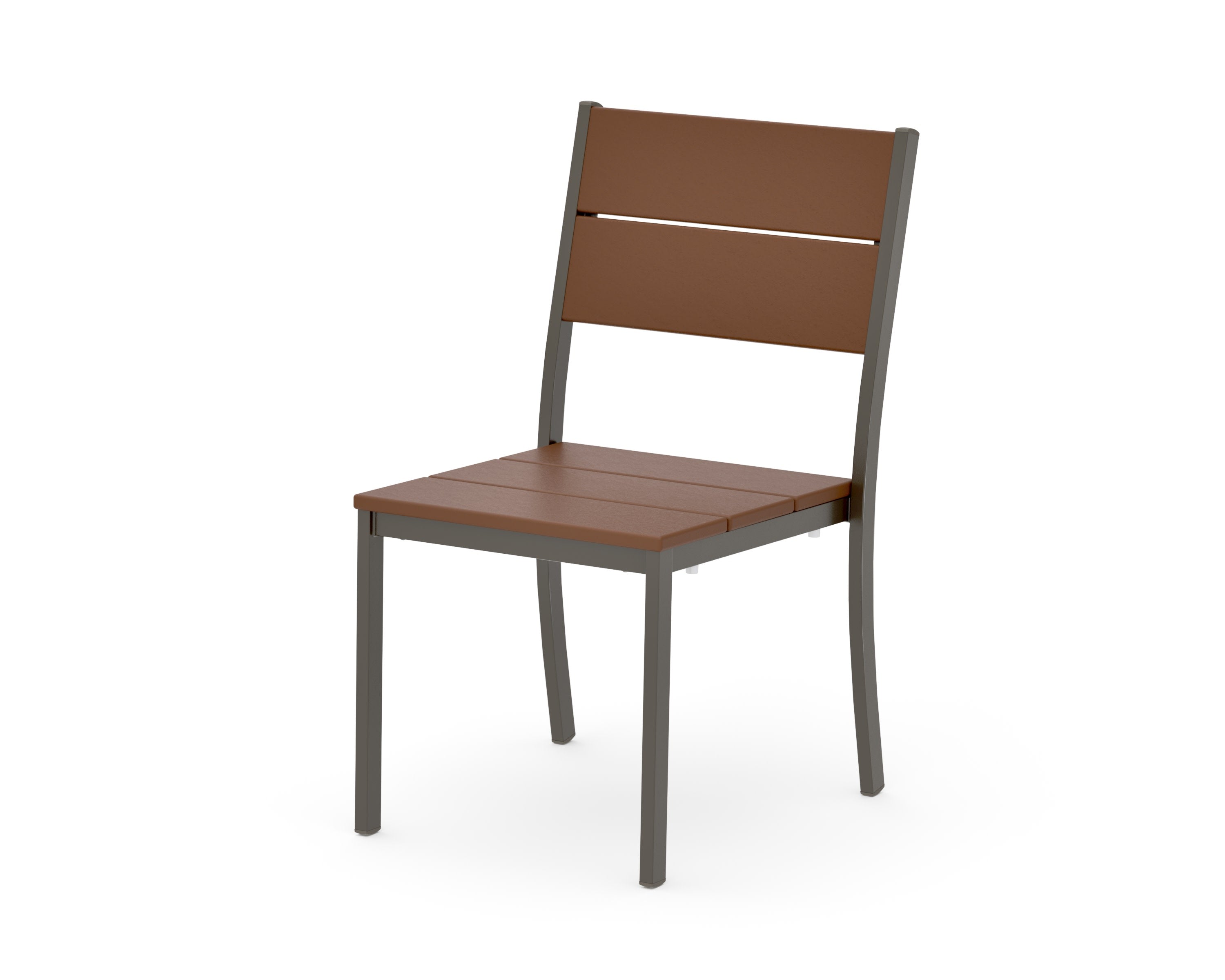 Main Street Stacking Dining Side Chair in Bronze / Teak