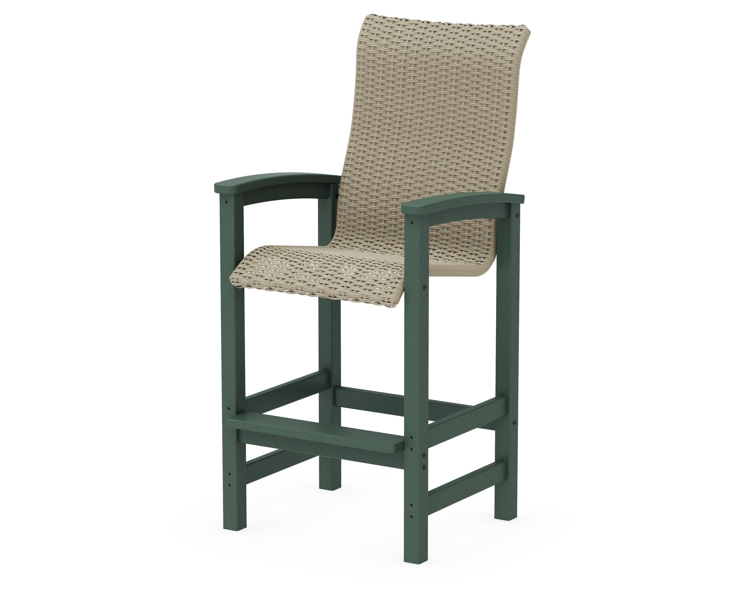 Coastal Woven High-Back Bar Chair in Green / Dune Grass