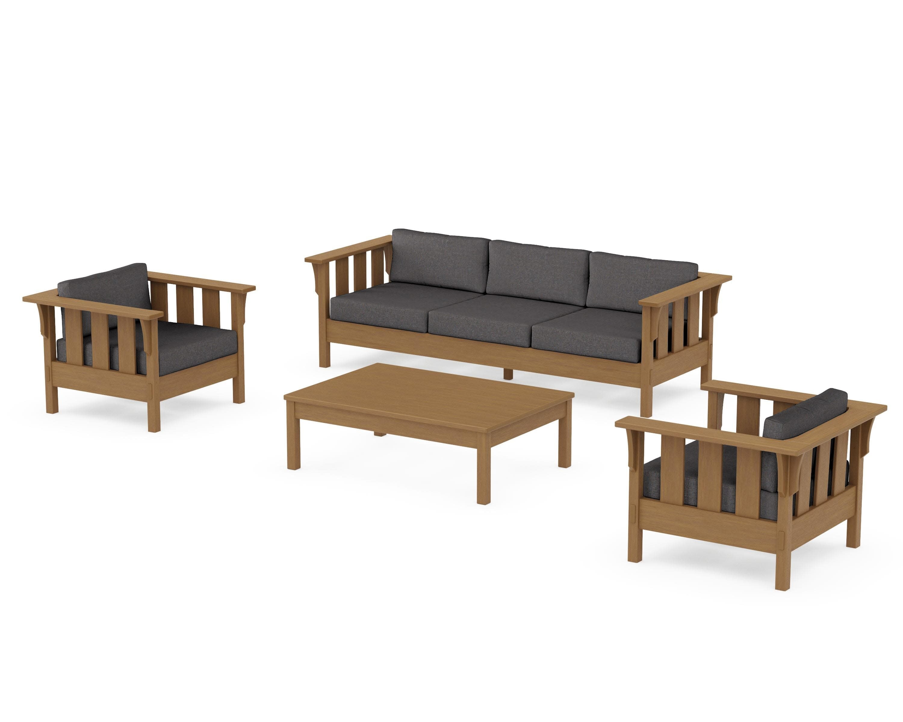 Acadia 4-Piece Deep Seating Set with Sofa in Natural / Ash Charcoal